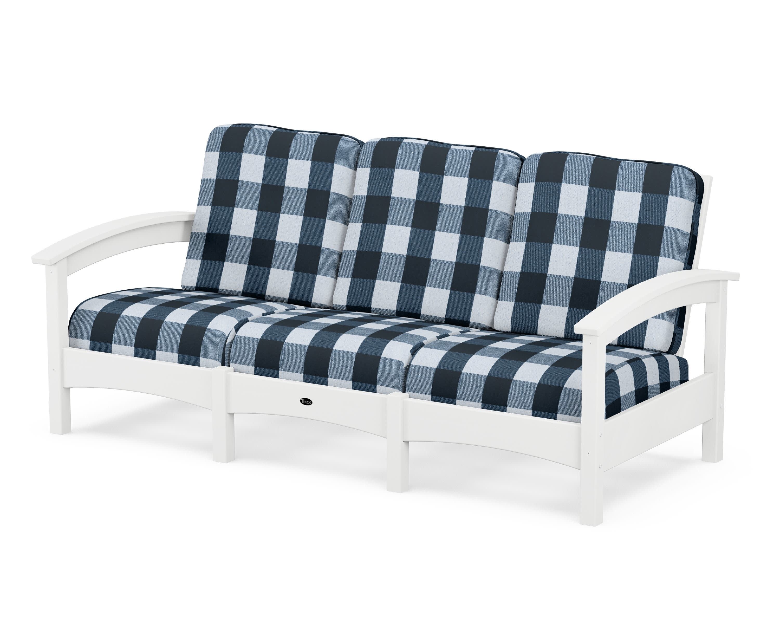 Rockport Club Sofa in Classic White / Buffalo Plaid Marine Indigo