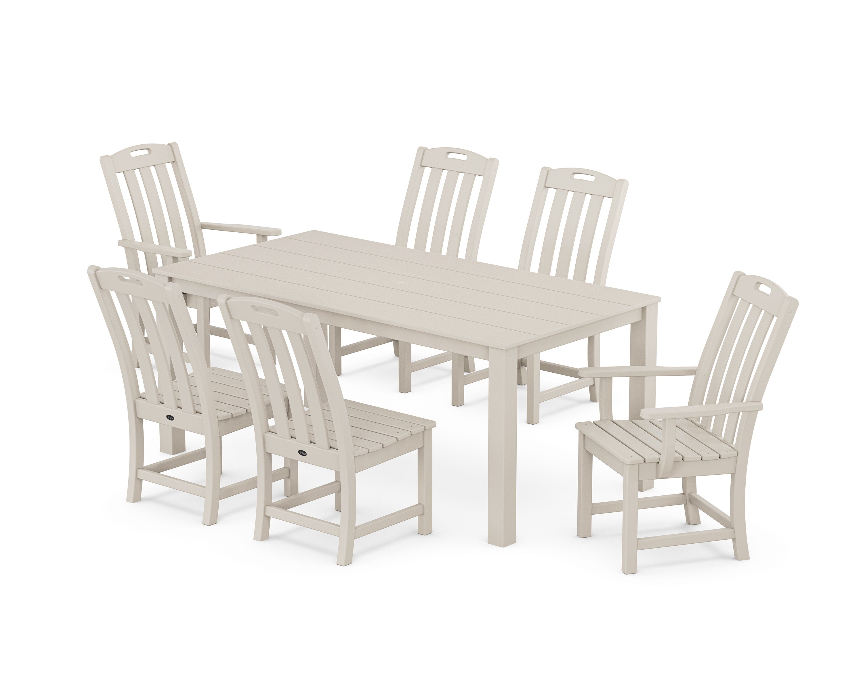 Yacht Club 7-Piece Parsons Dining Set in Sand Castle