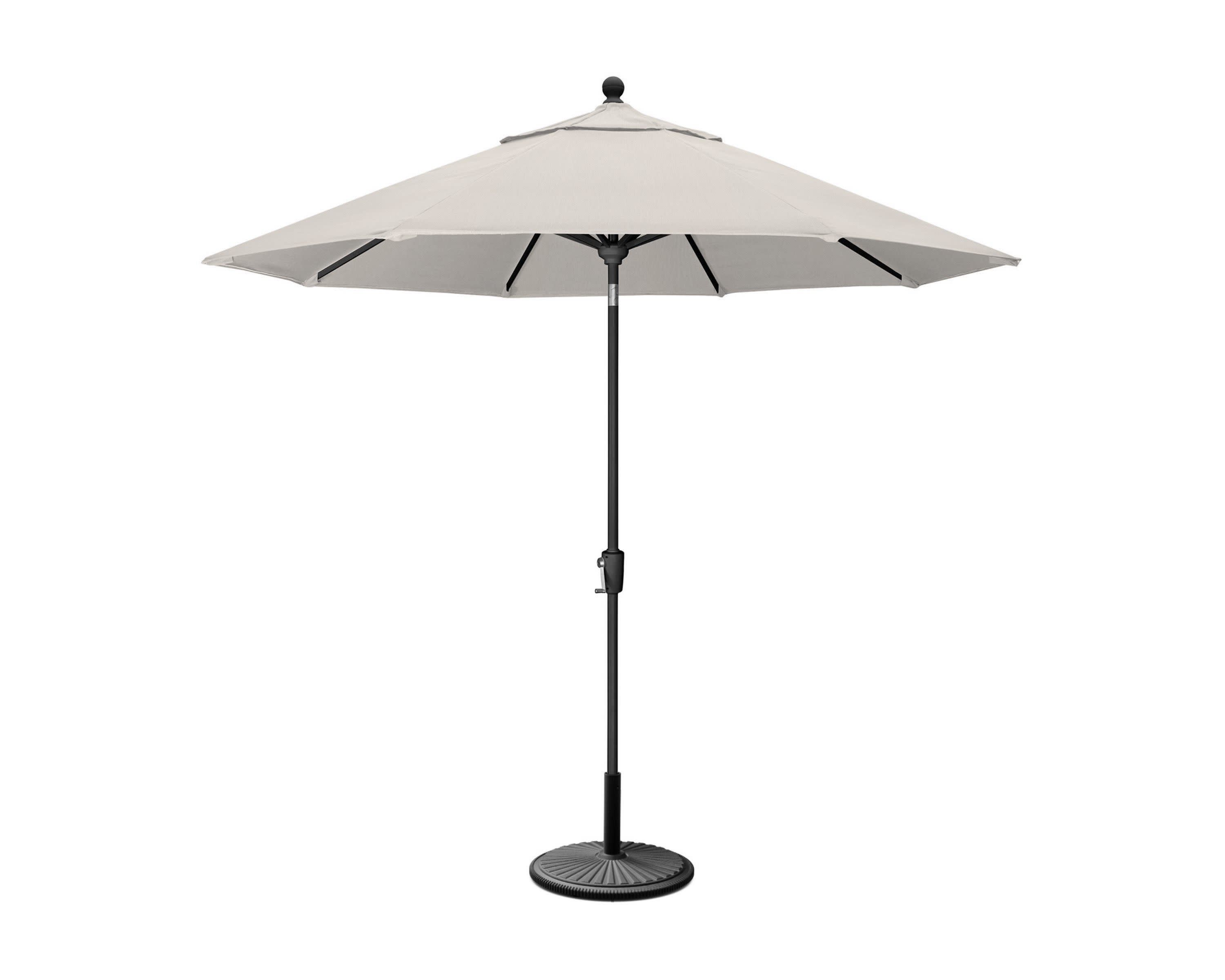 9' Tilt Market Umbrella & Base in Black / Cast Ash