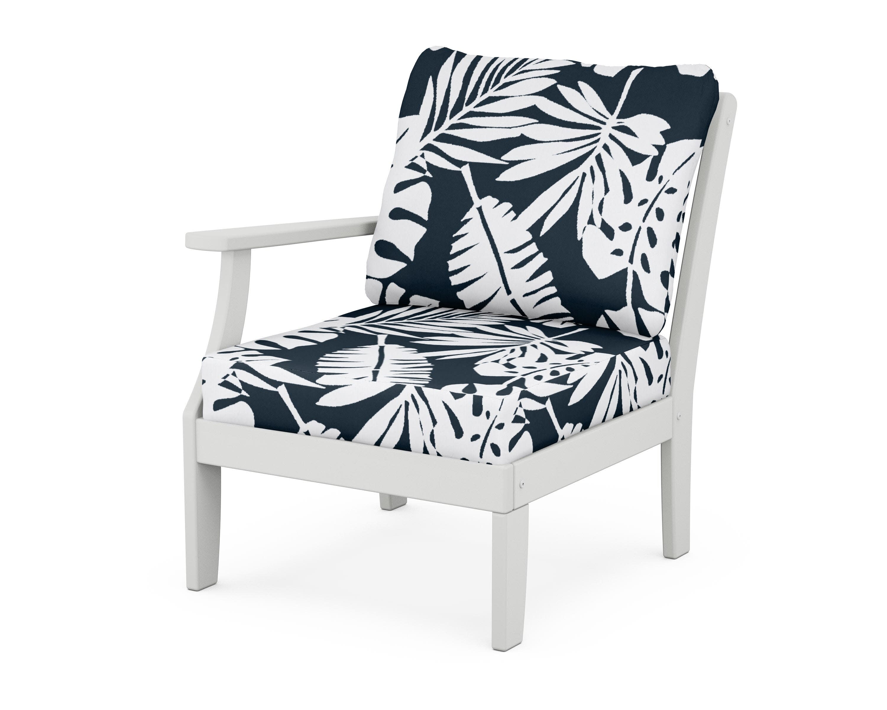 Yacht Club Modular Left Arm Chair in Classic White / Leaf Marine Indigo