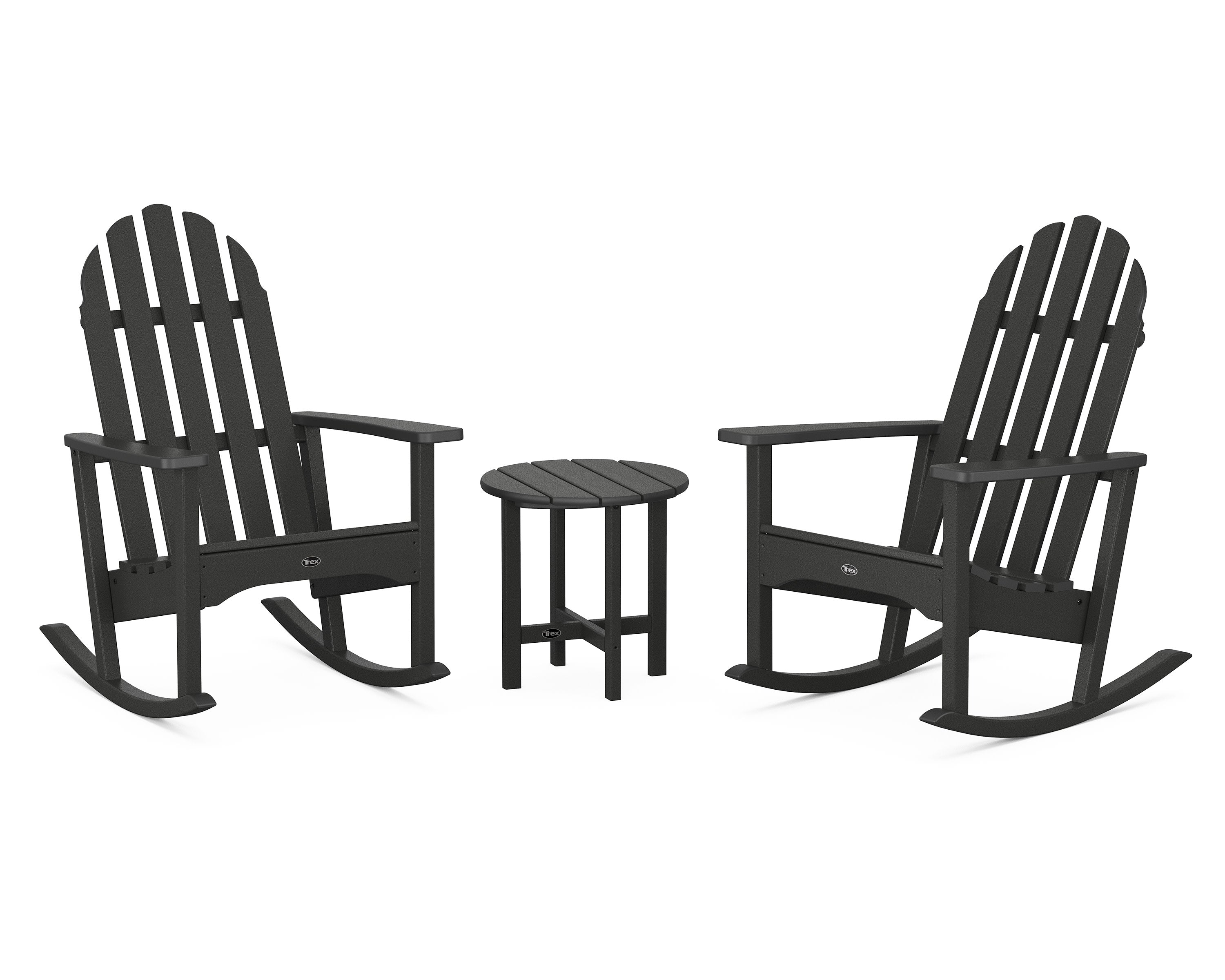 Cape Cod 3-Piece Adirondack Rocker Set in Charcoal Black