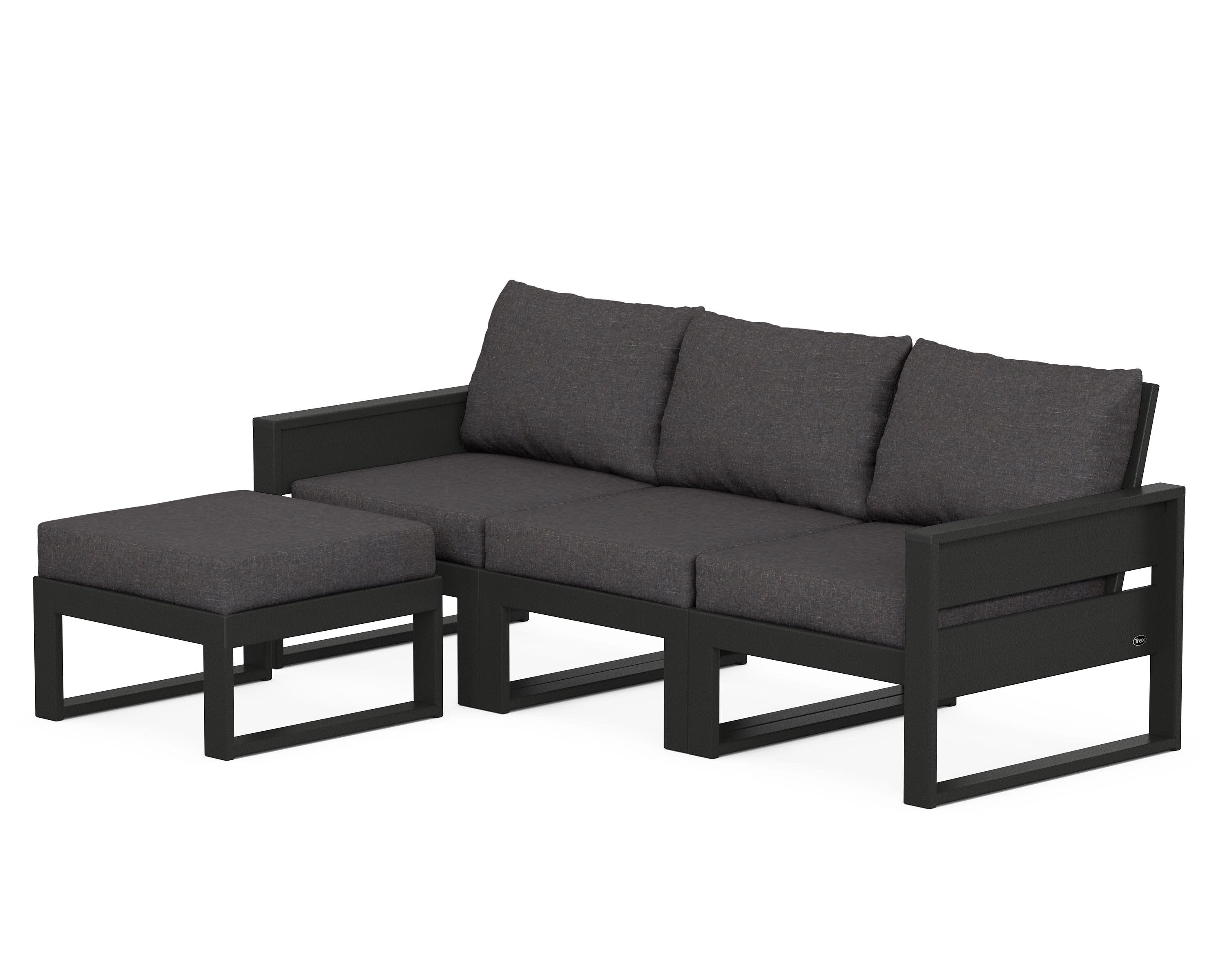 Eastport 4- Piece Sectional with Ottoman in Charcoal Black / Ash Charcoal