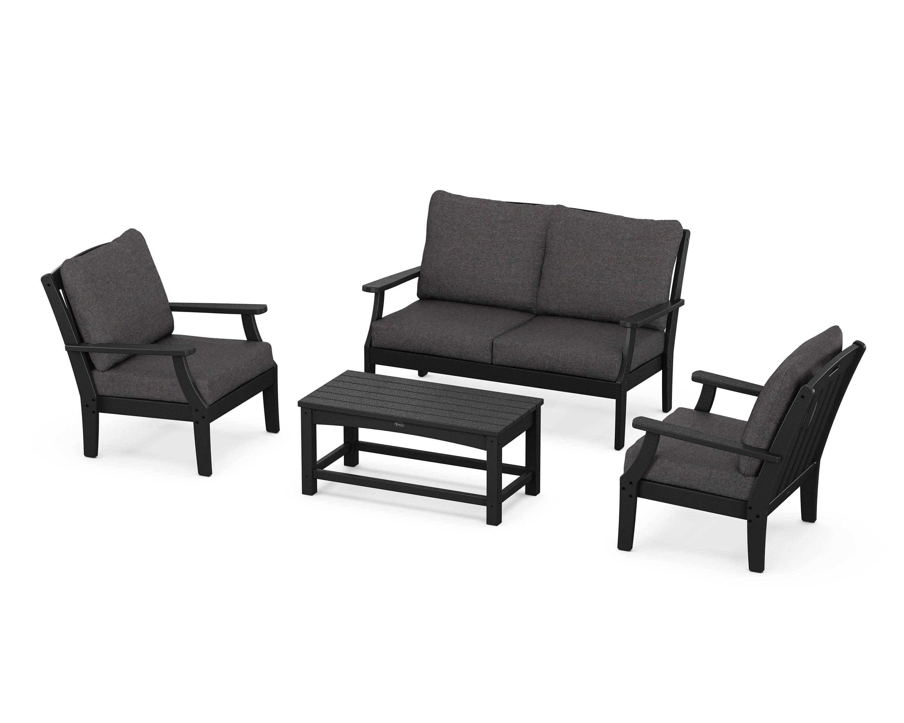 Yacht Club 4-Piece Deep Seating Chair Set in Charcoal Black / Ash Charcoal
