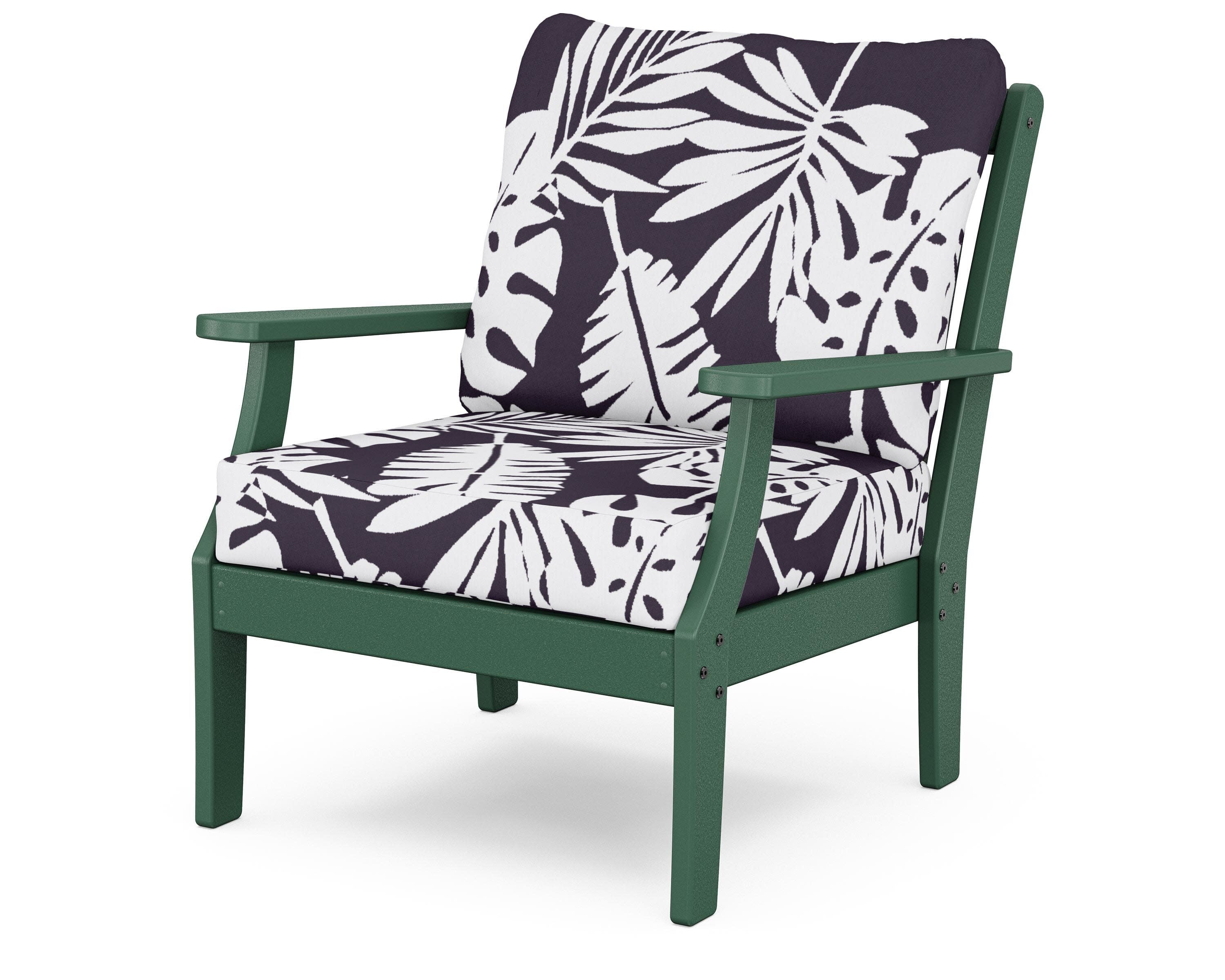 Yacht Club Deep Seating Chair in Rainforest Canopy / Leaf Navy
