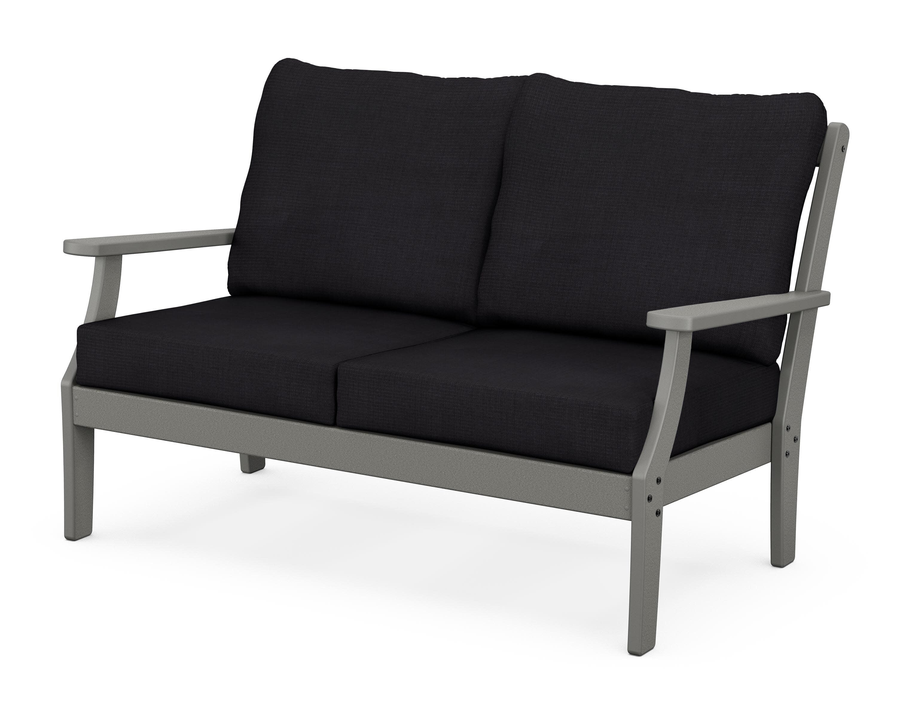 Yacht Club Deep Seating Loveseat in Stepping Stone / Midnight Linen