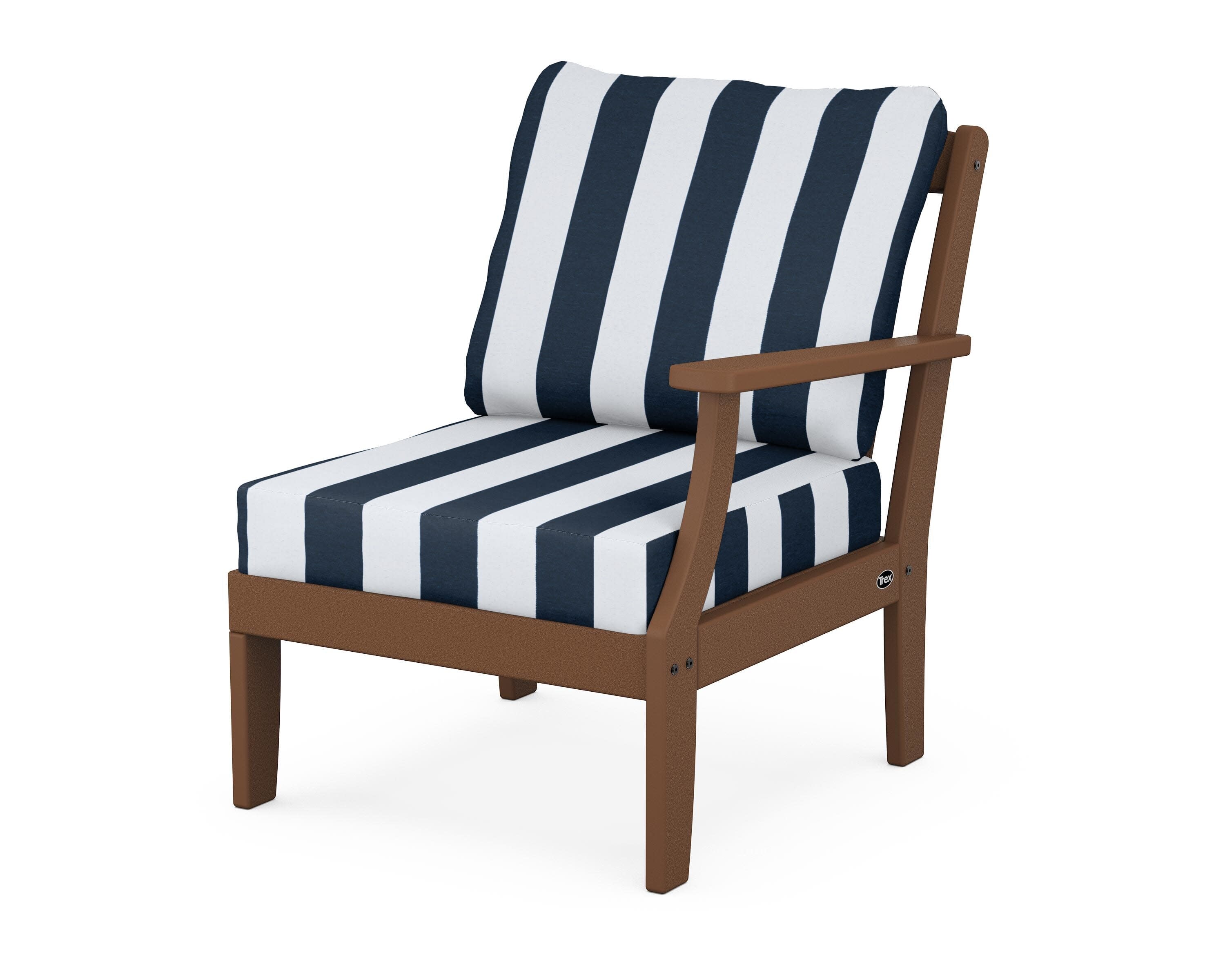 Yacht Club Modular Right Arm Chair in Tree House / Cabana Stripe Marine Indigo