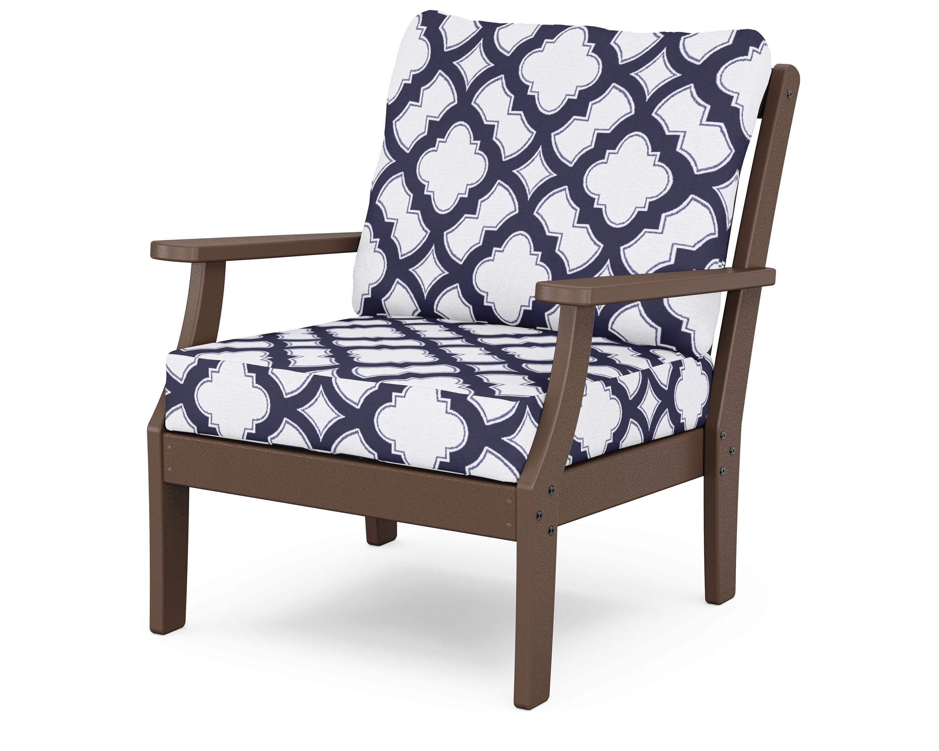Yacht Club Deep Seating Chair in Vintage Lantern / Trellis Navy