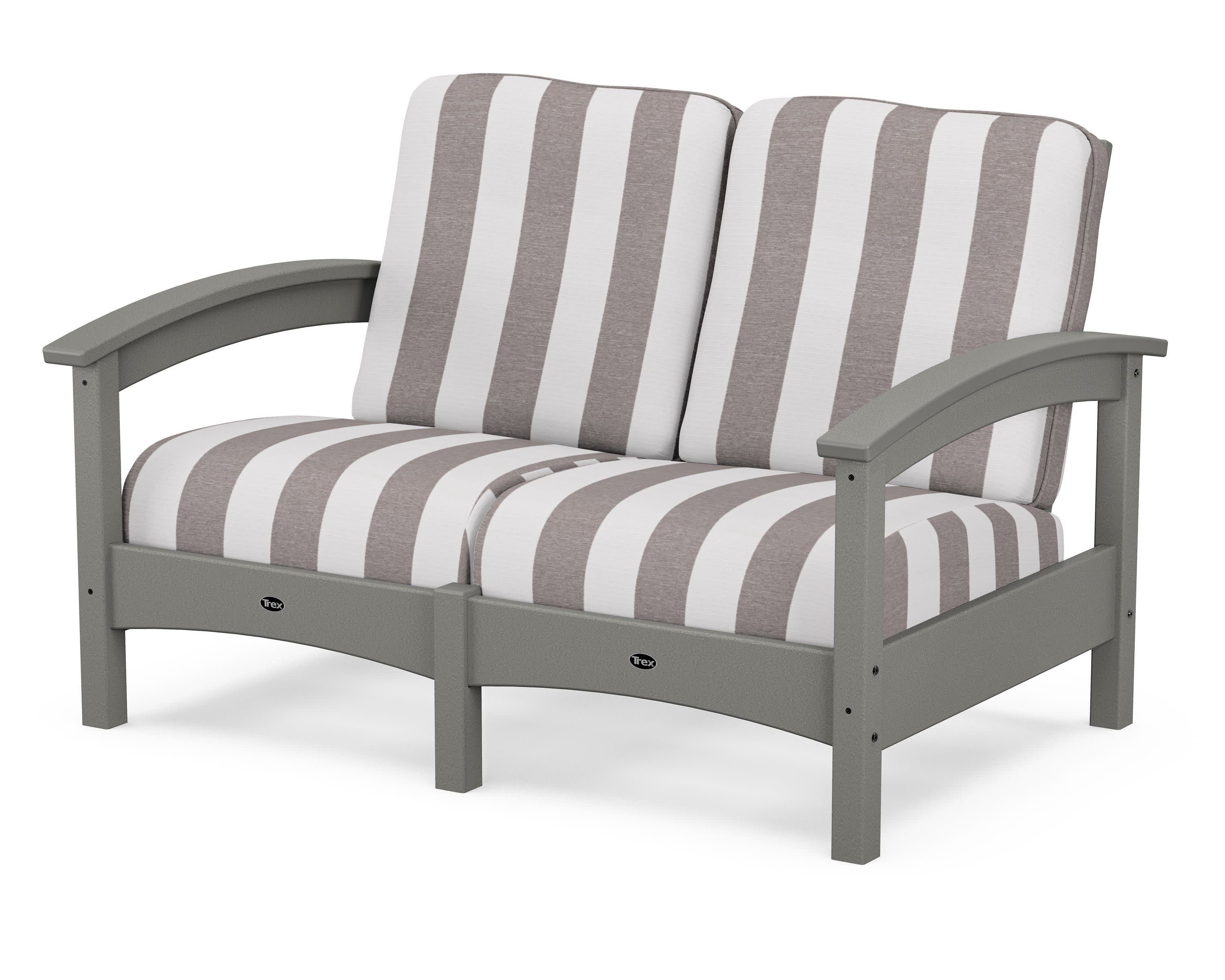 Rockport Club Loveseat in Stepping Stone / Cabana Stripe Grey Mist