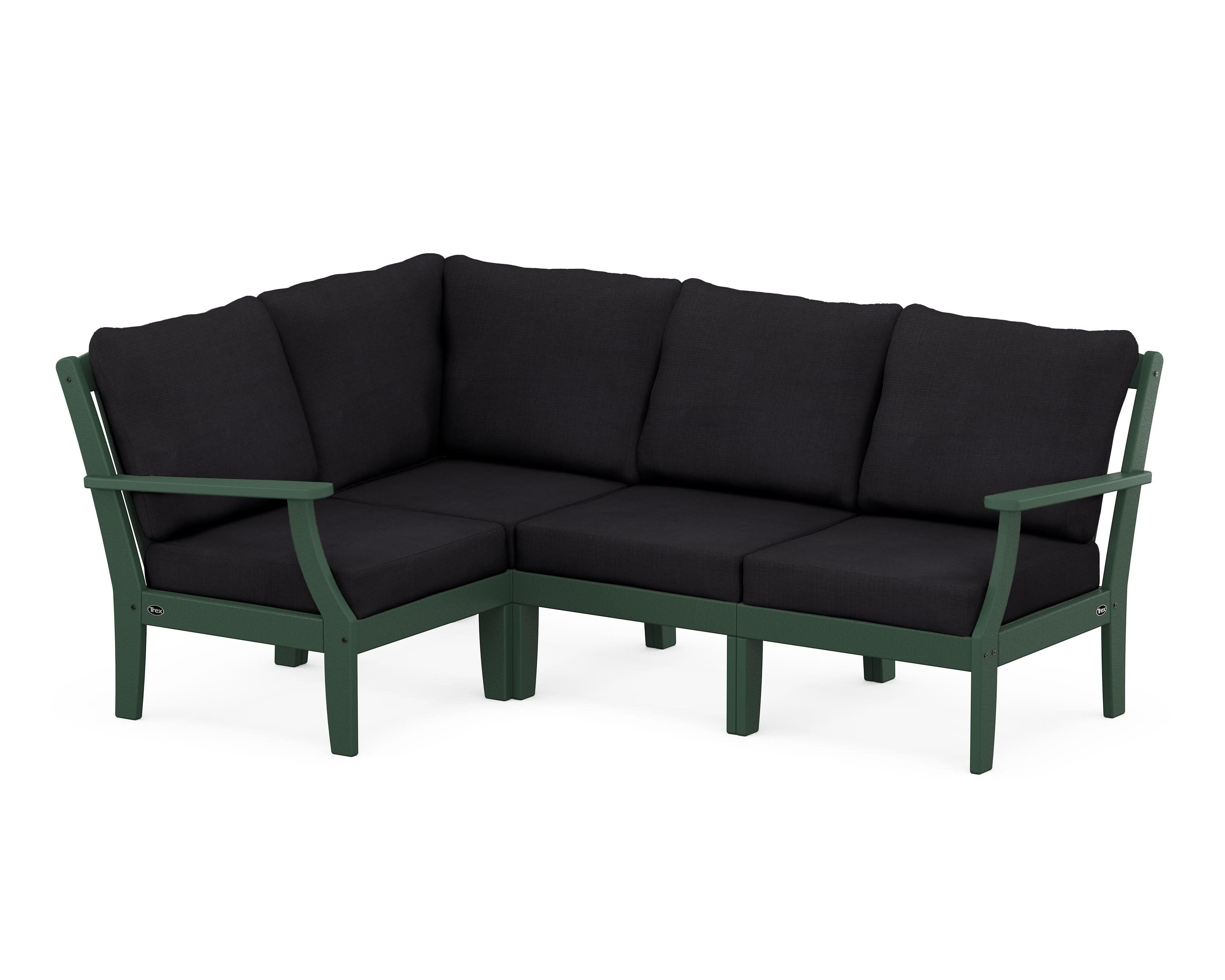 Yacht Club Modular 4-Piece Deep Seating Set in Rainforest Canopy / Midnight Linen