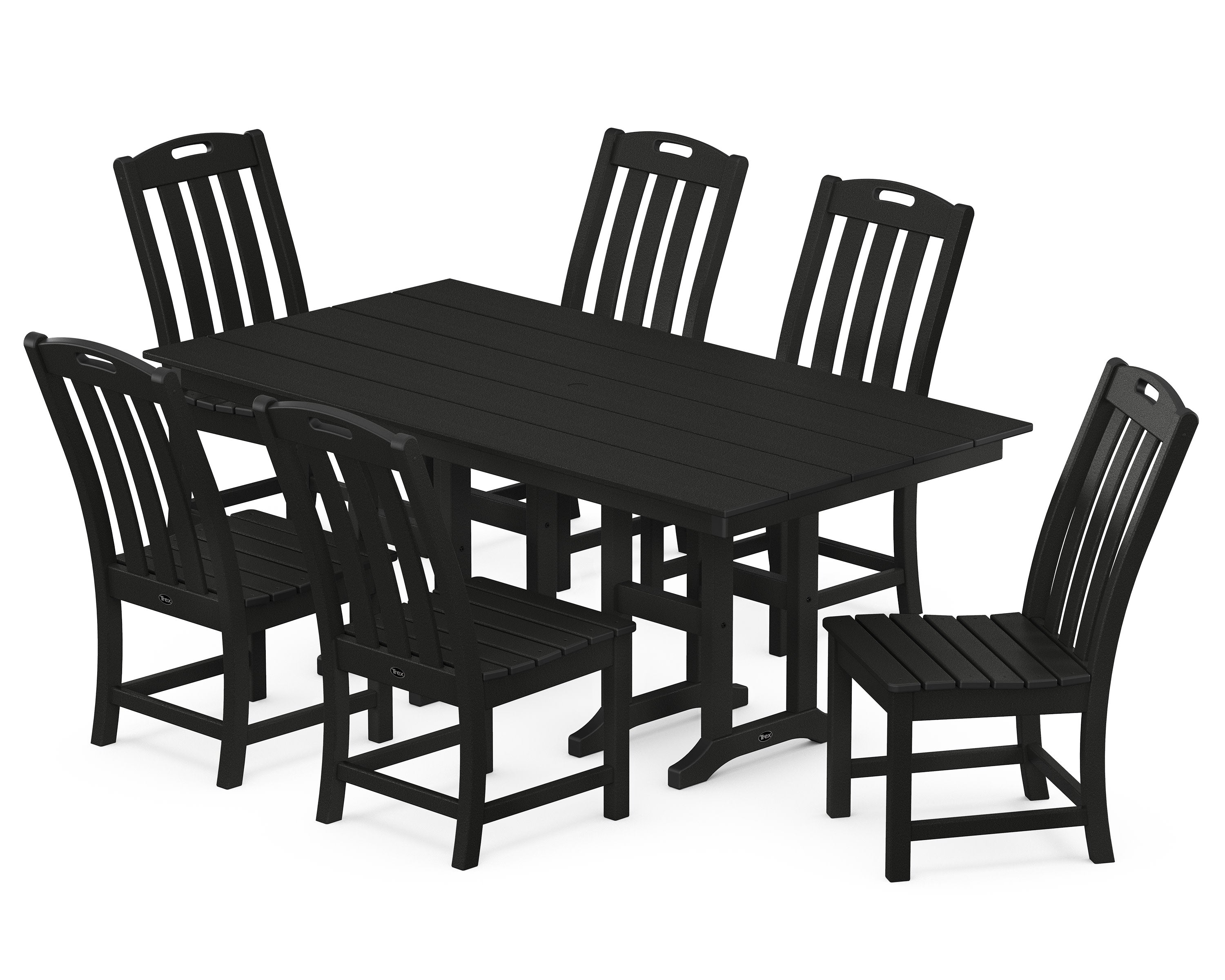 Yacht Club 7-Piece Farmhouse Side Chair Dining Set in Charcoal Black