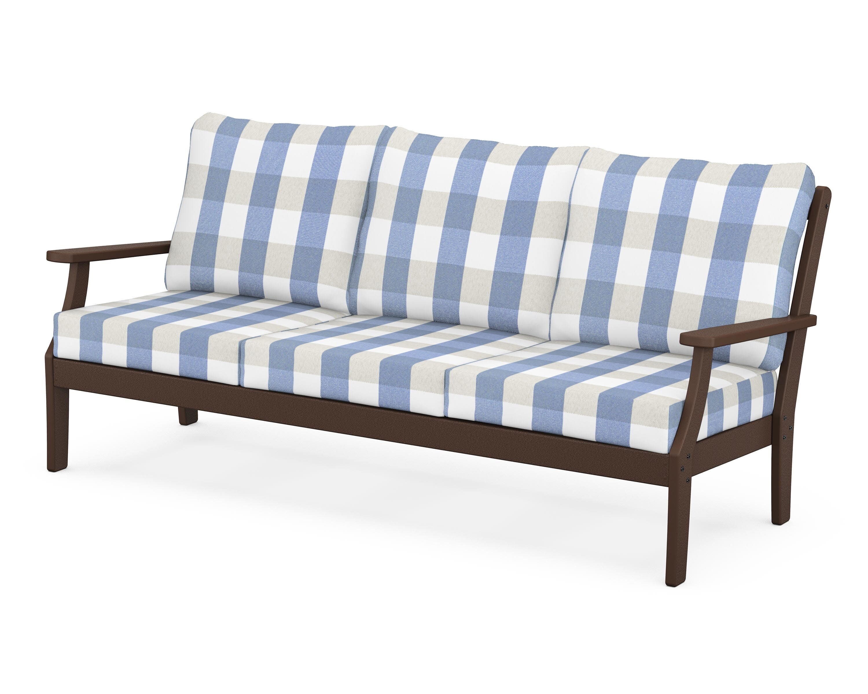 Yacht Club Deep Seating Sofa in Vintage Lantern / Buffalo Plaid Sky Blue