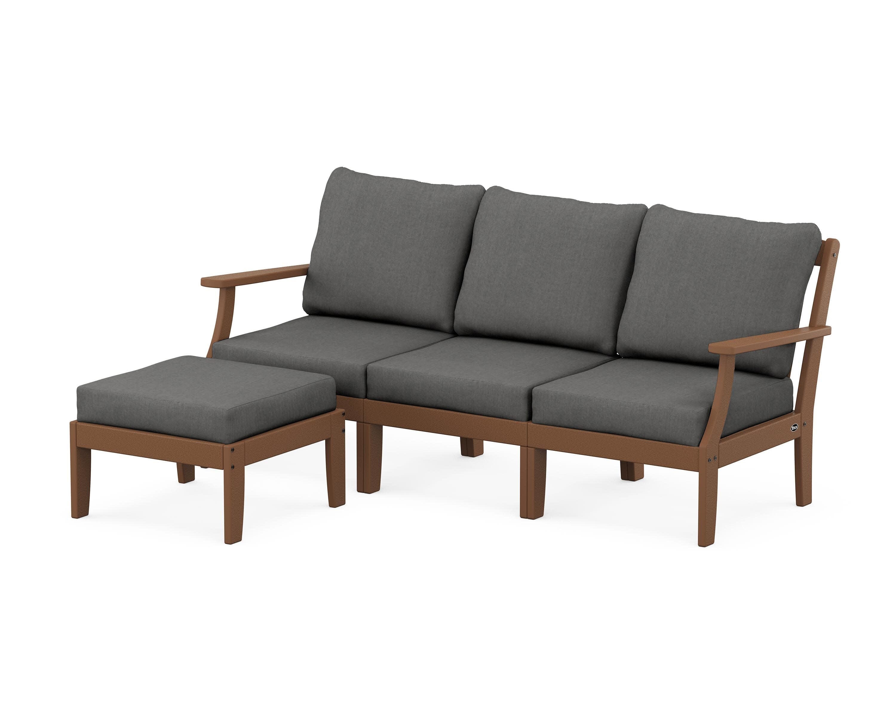 Yacht Club Modular 4-Piece Deep Seating Set with Ottoman in Tree House / Spectrum Carbon