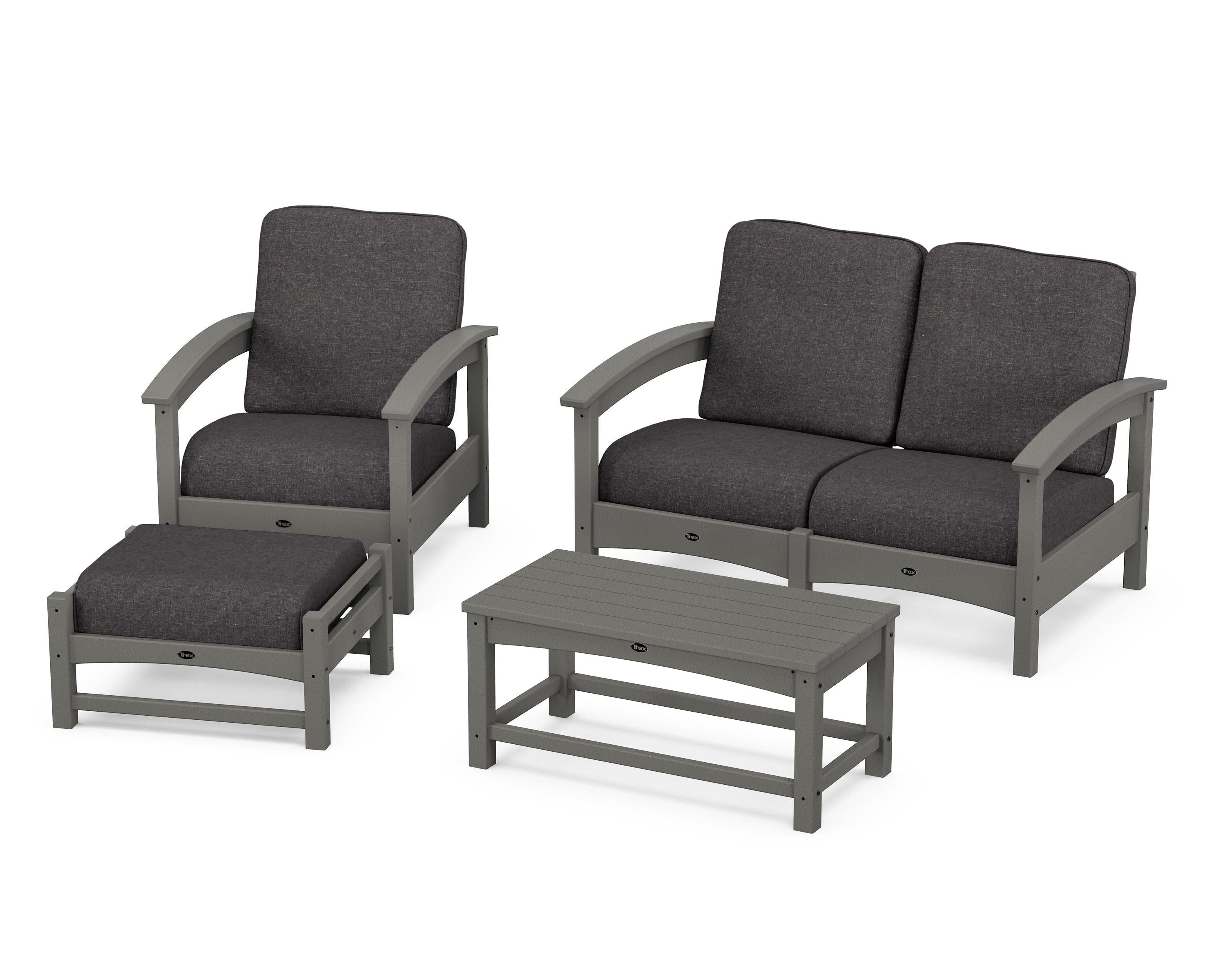 Rockport 4-Piece Deep Seating Conversation Group in Stepping Stone / Ash Charcoal