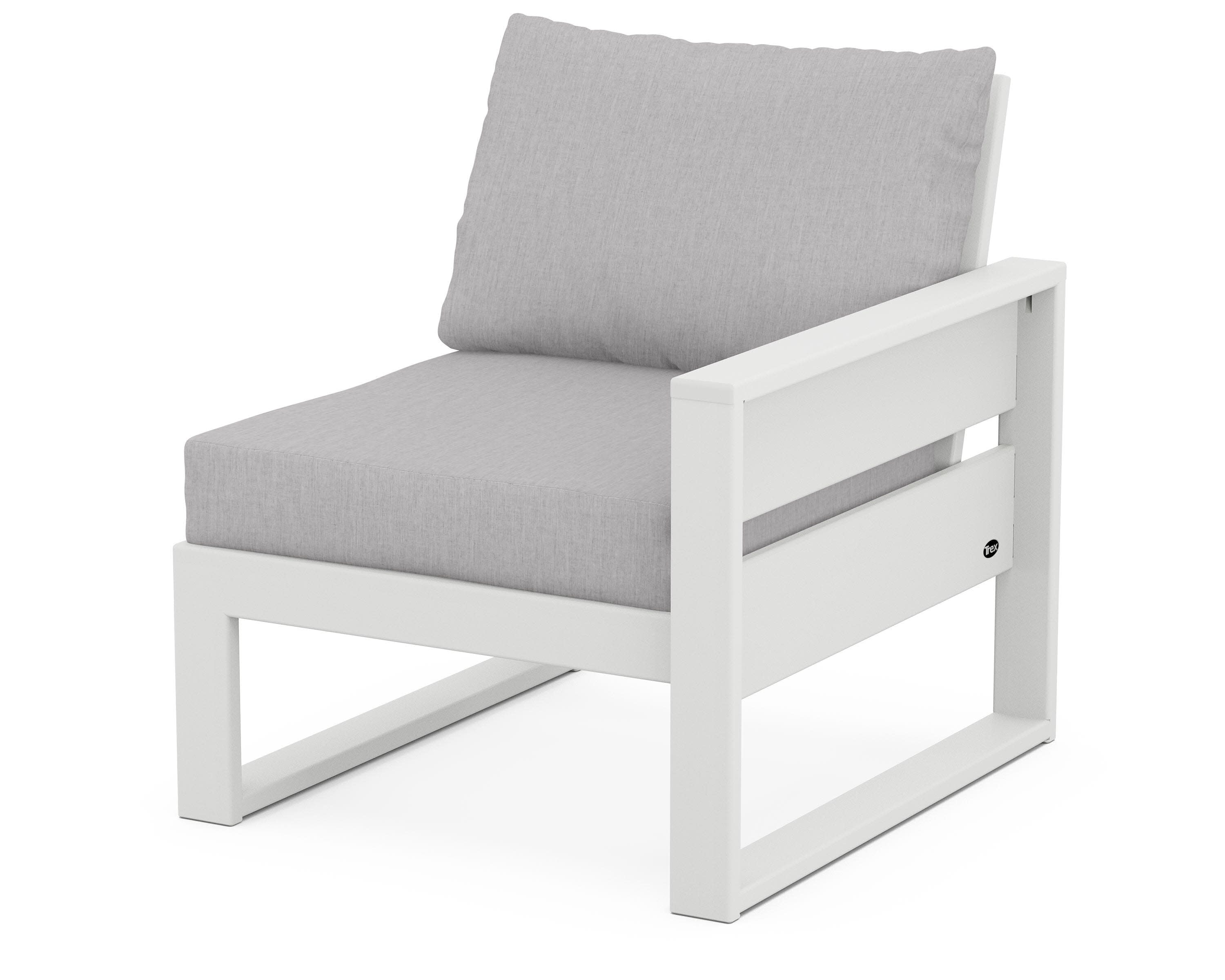 Eastport Modular Right Arm Chair in Classic White / Granite