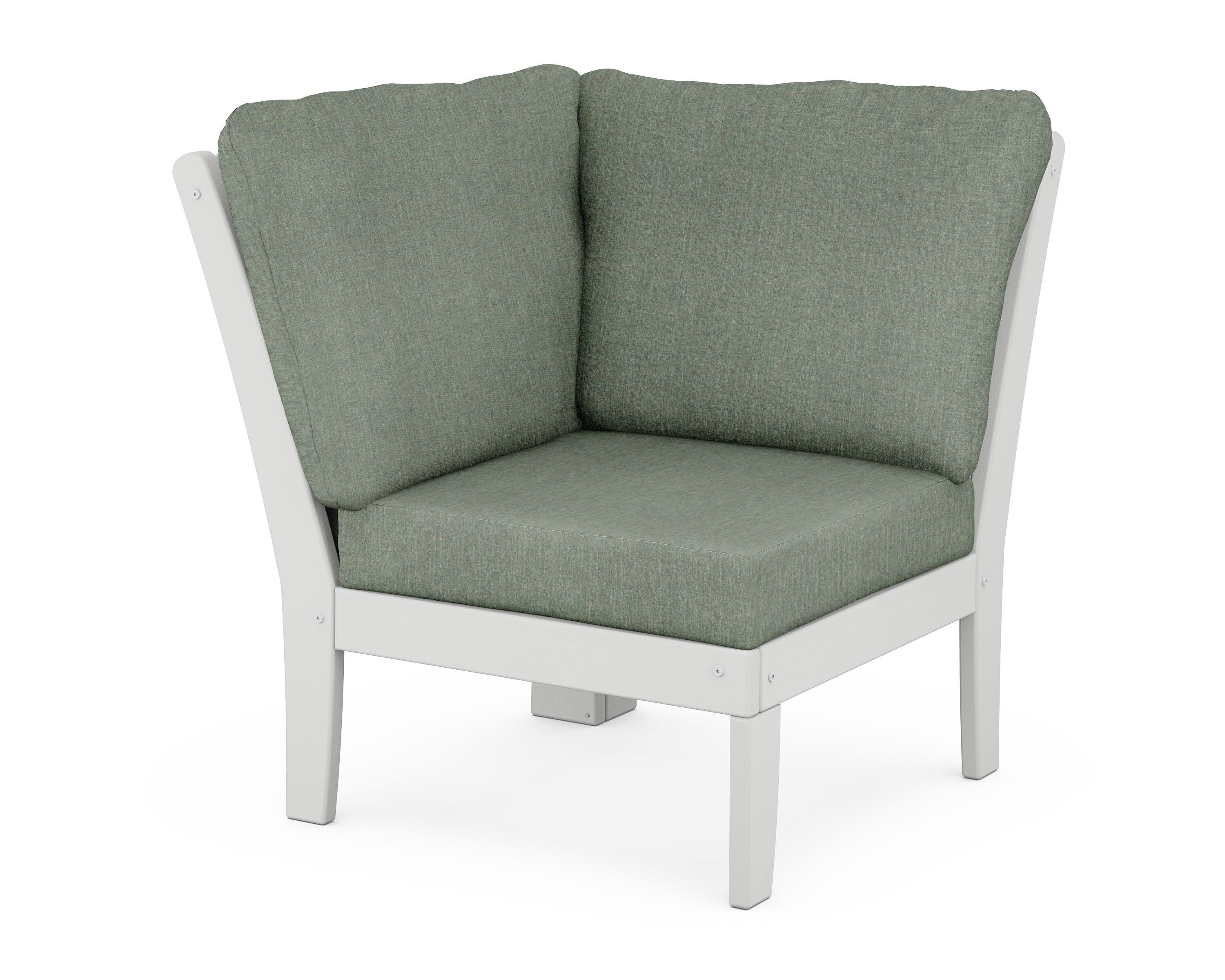 Yacht Club Modular Corner Chair in Classic White / Cast Sage