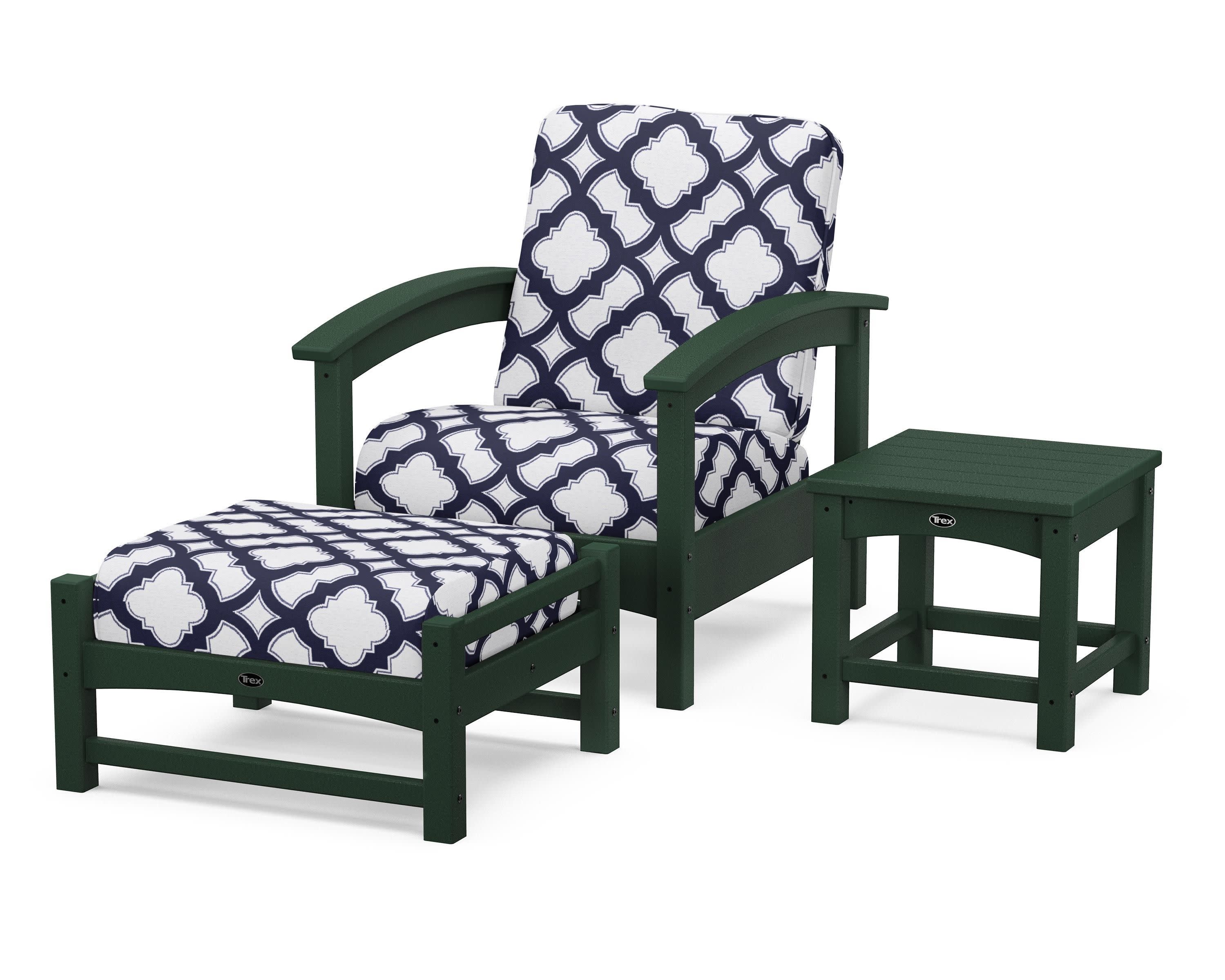 Rockport 3-Piece Deep Seating Set in Rainforest Canopy / Trellis Navy