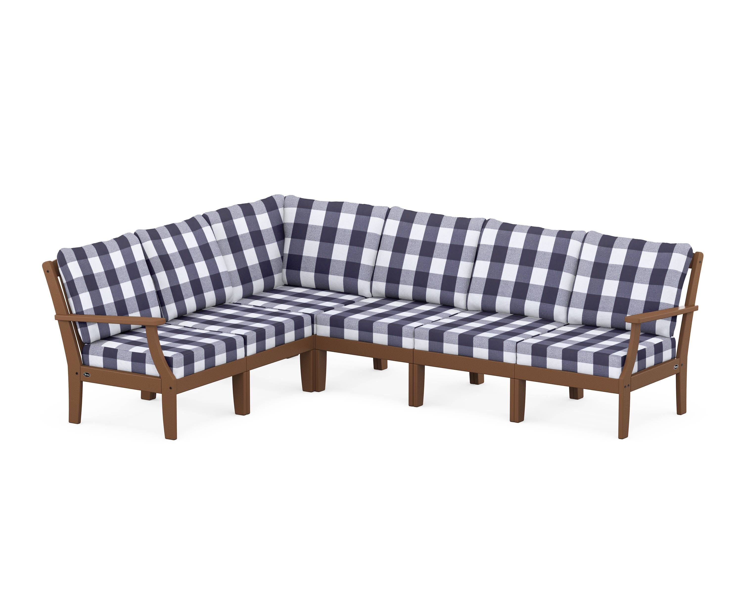 Yacht Club Modular 6-Piece Deep Seating Set in Tree House / Buffalo Plaid Navy