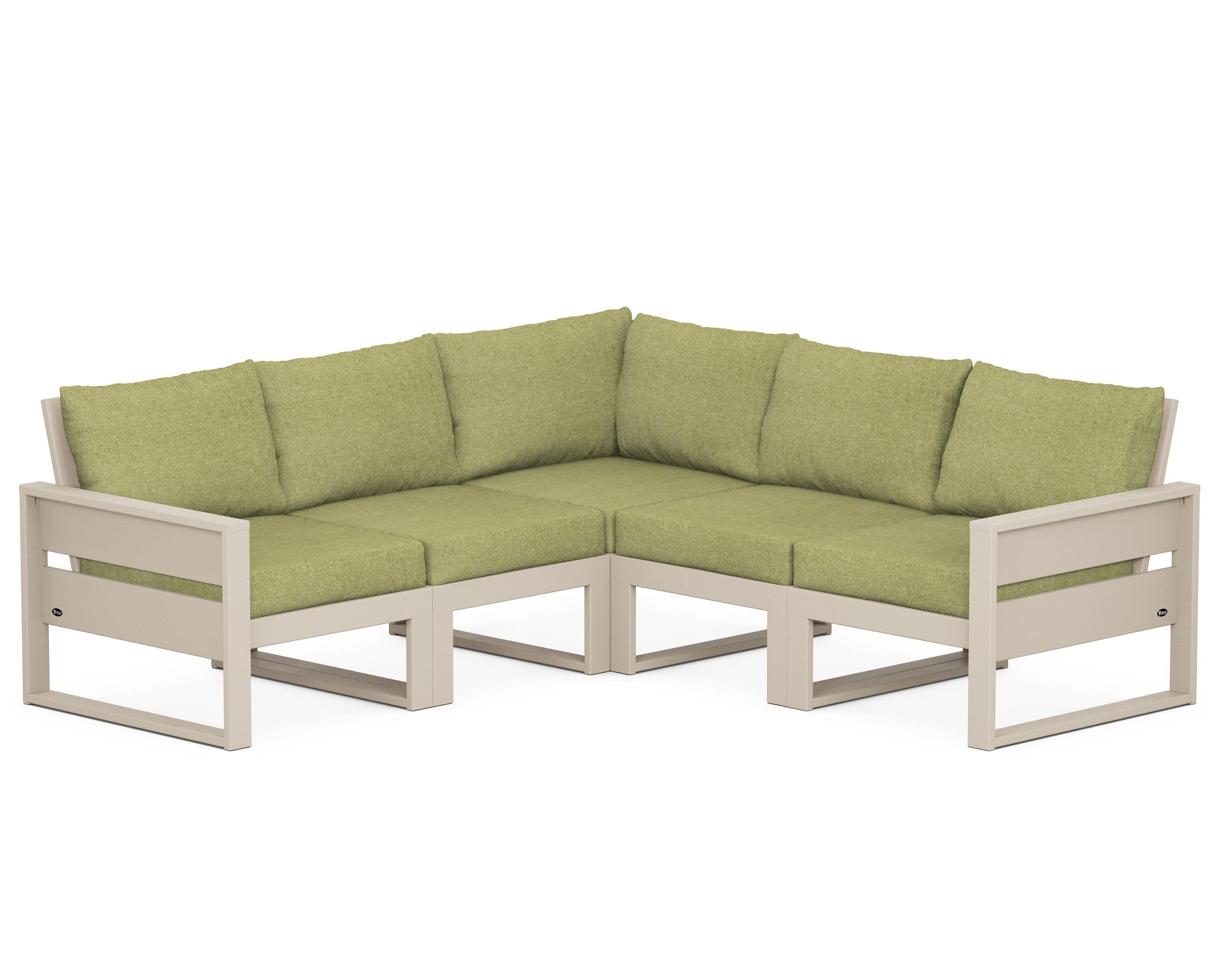 Eastport 5-Piece Sectional in Sand Castle / Chartreuse Boucle