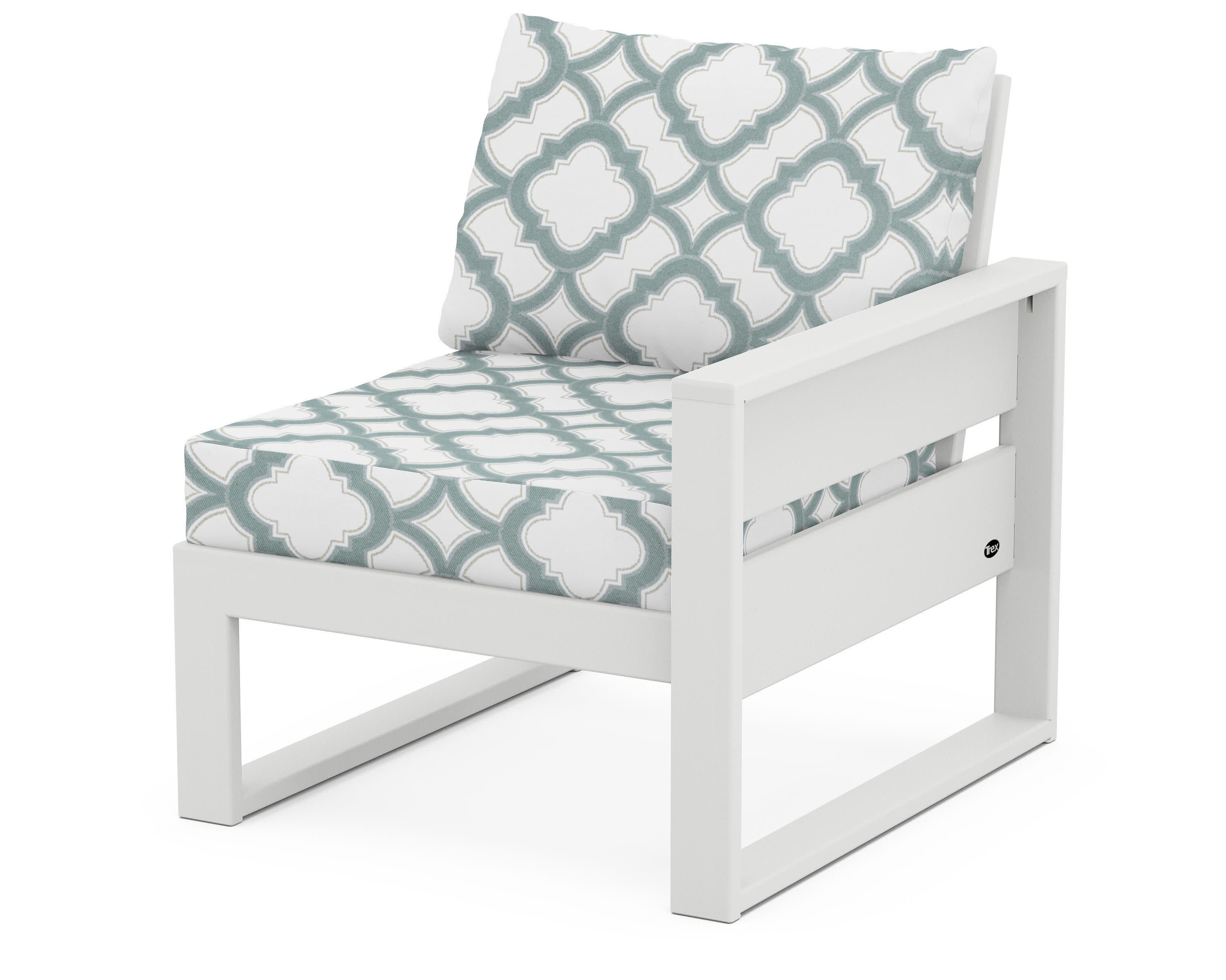 Eastport Modular Right Arm Chair in Classic White / Trellis Glacier Spa