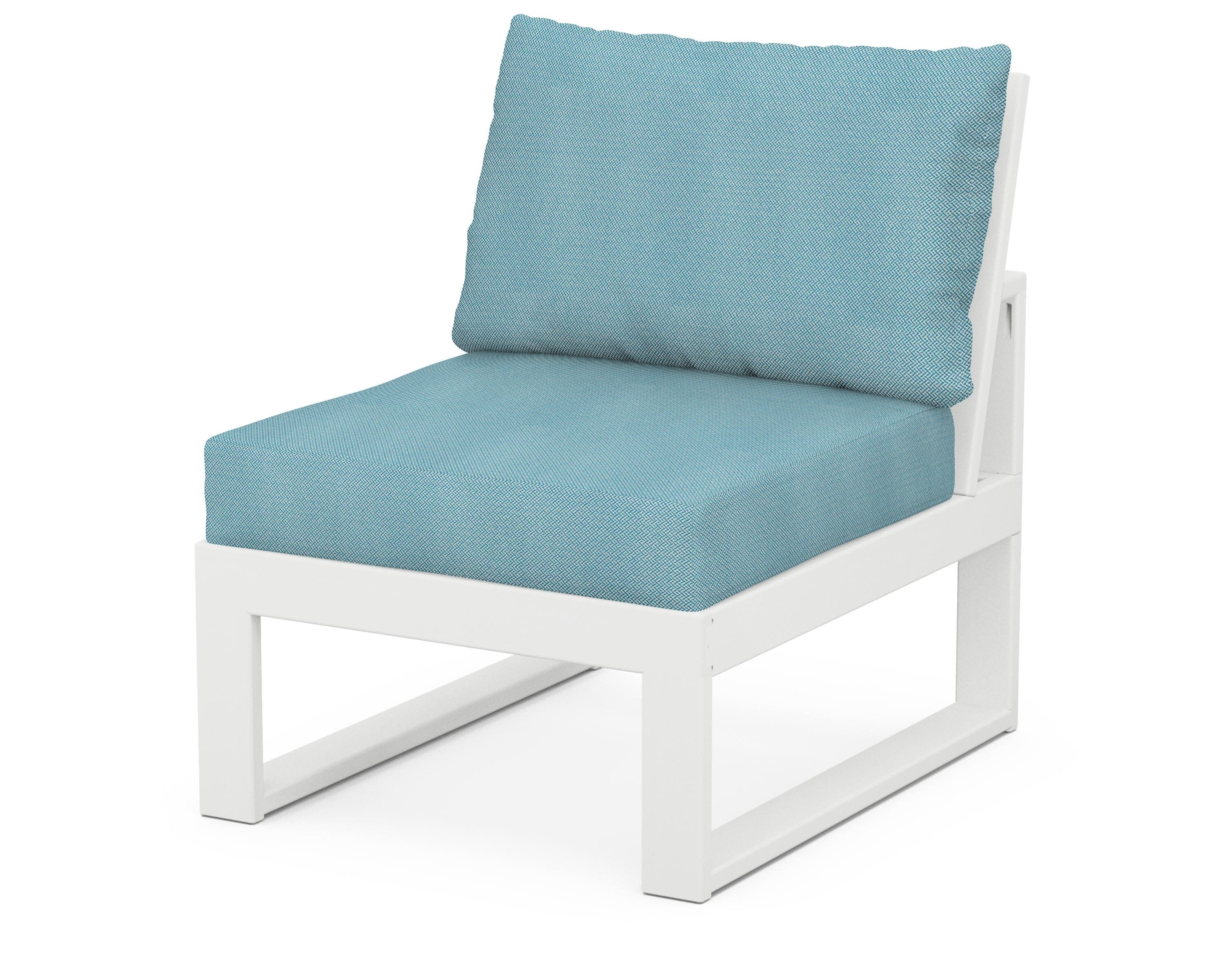 Modular Armless Chair in White / Lattice Sky Blue