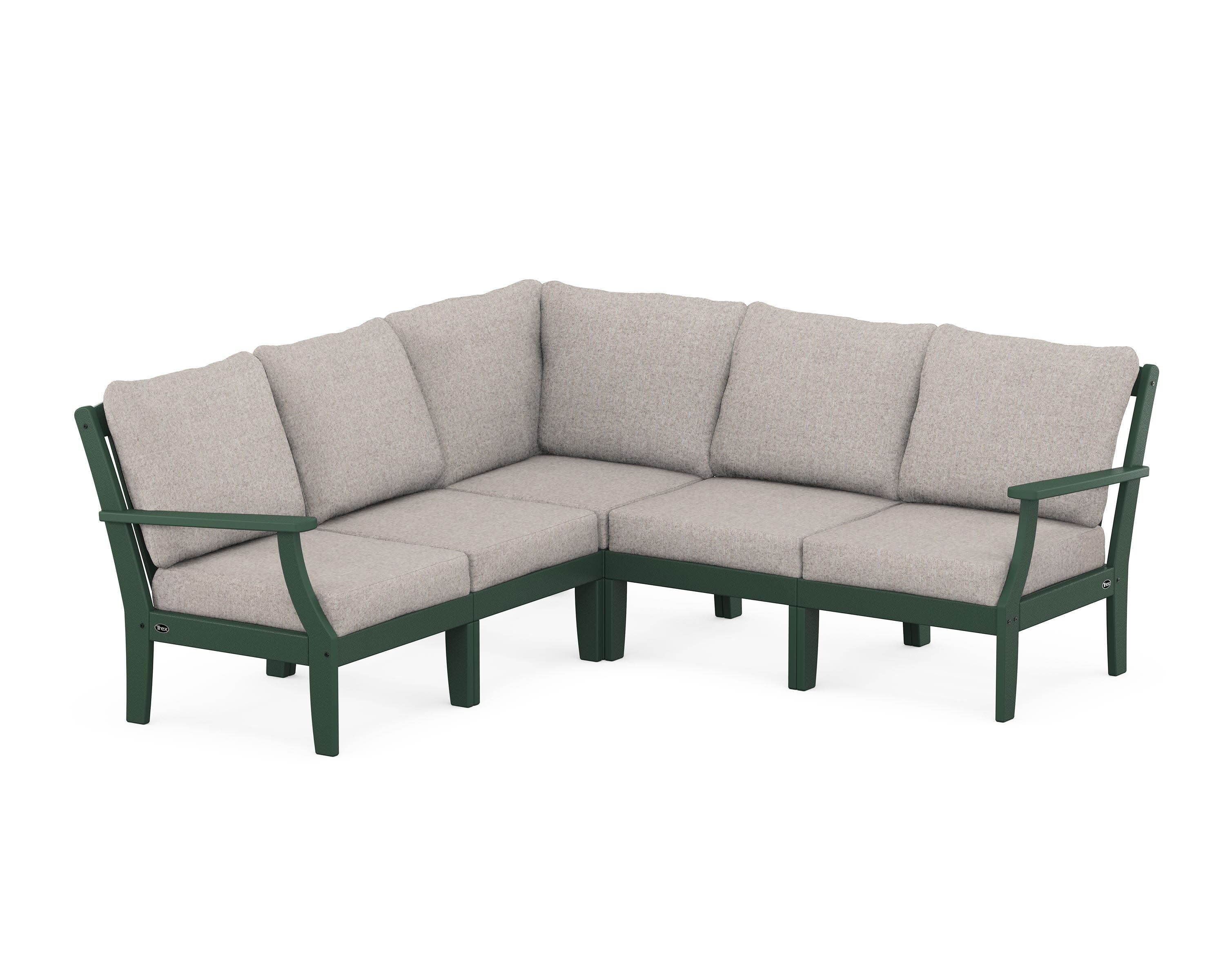 Yacht Club Modular 5-Piece Deep Seating Set in Rainforest Canopy / Weathered Tweed