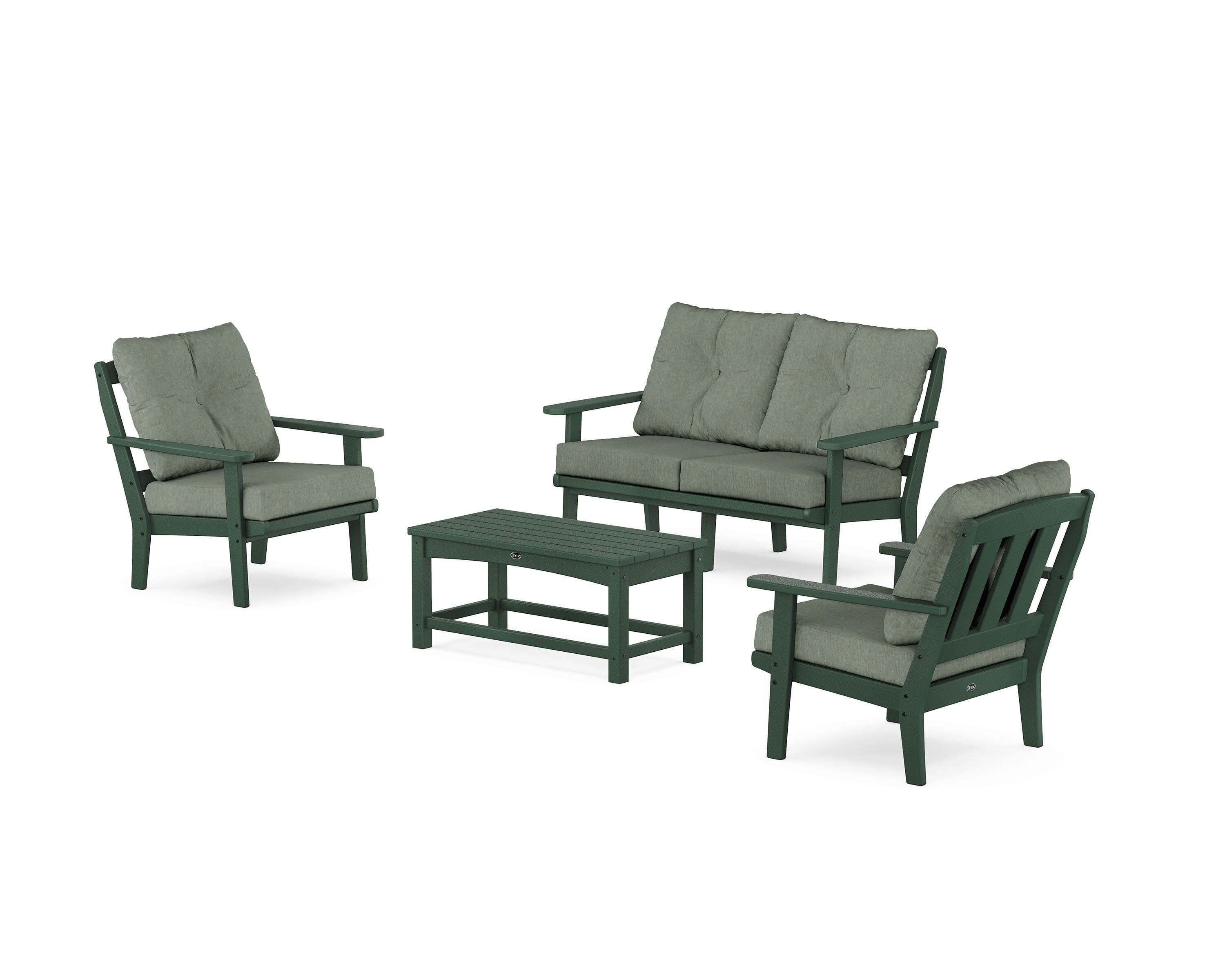 Cape Cod 4-Piece Deep Seating Set with Loveseat in Rainforest Canopy / Cast Sage