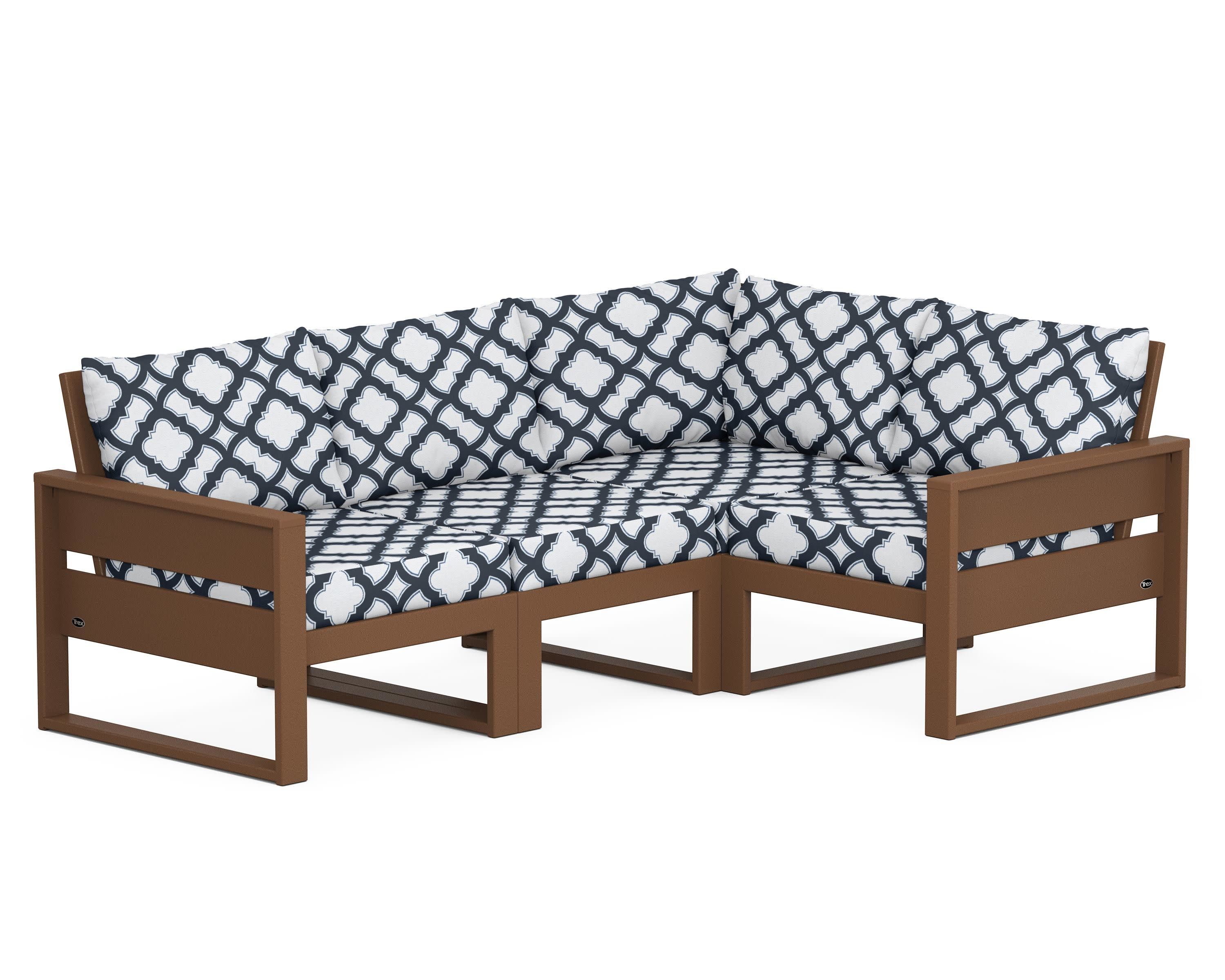 Eastport 4- Piece Sectional in Tree House / Trellis Marine Indigo