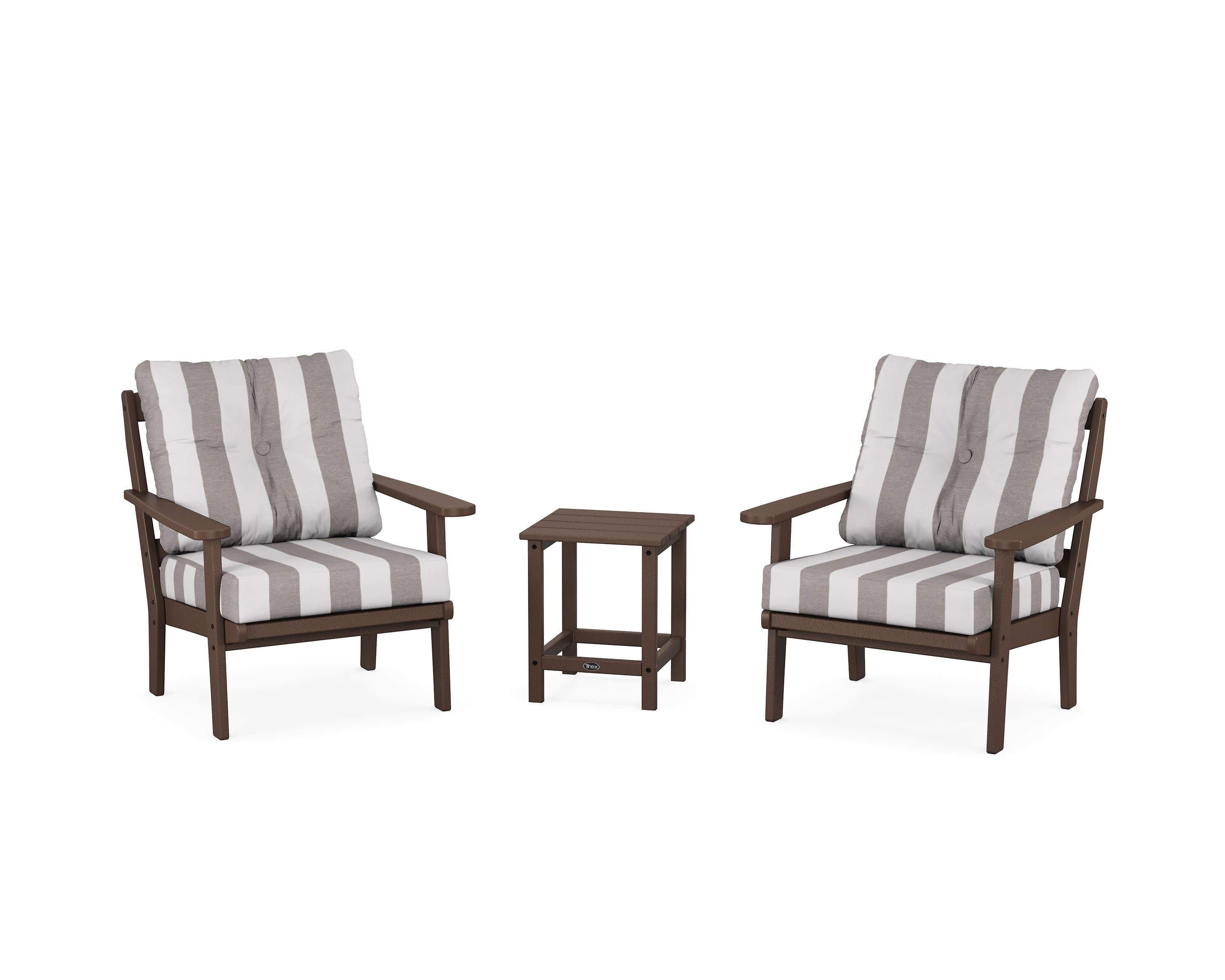Cape Cod 3-Piece Deep Seating Set in Vintage Lantern / Cabana Stripe Grey Mist