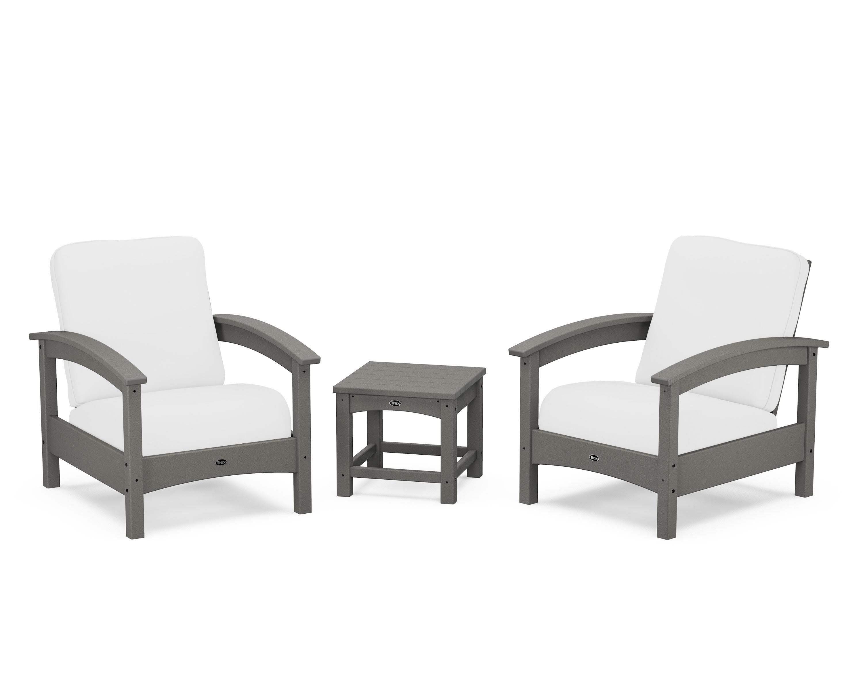 Rockport Club 3-Piece Deep Seating Conversation Set in Stepping Stone / Natural
