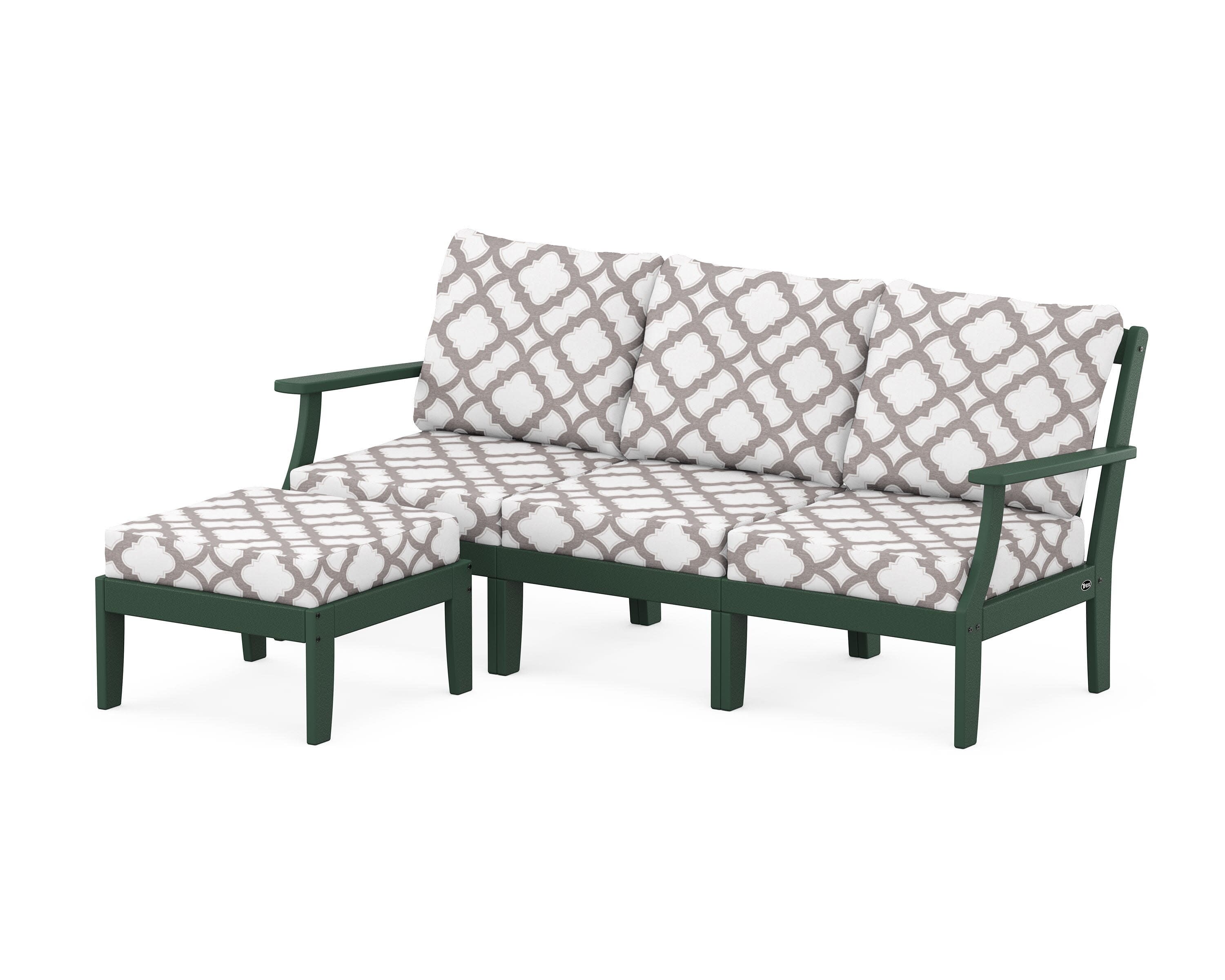 Yacht Club Modular 4-Piece Deep Seating Set with Ottoman in Rainforest Canopy / Trellis Grey Mist