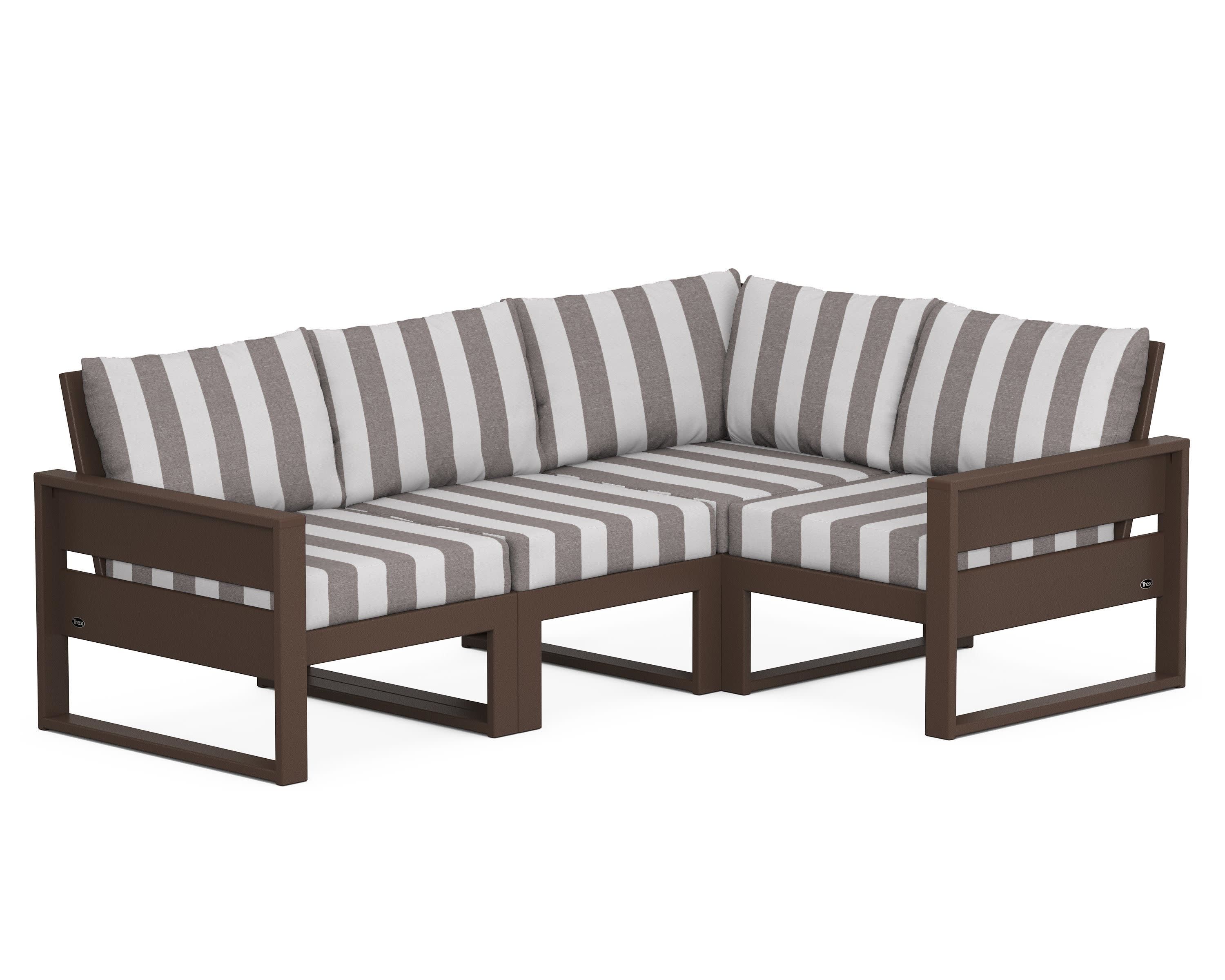 Eastport 4- Piece Sectional in Vintage Lantern / Cabana Stripe Grey Mist