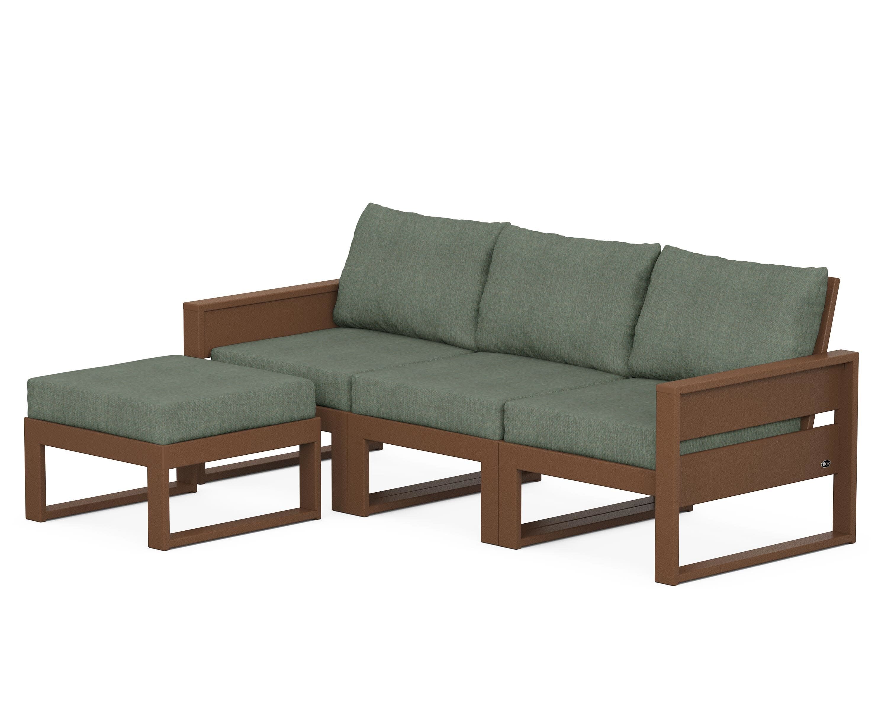 Eastport 4- Piece Sectional with Ottoman in Tree House / Cast Sage