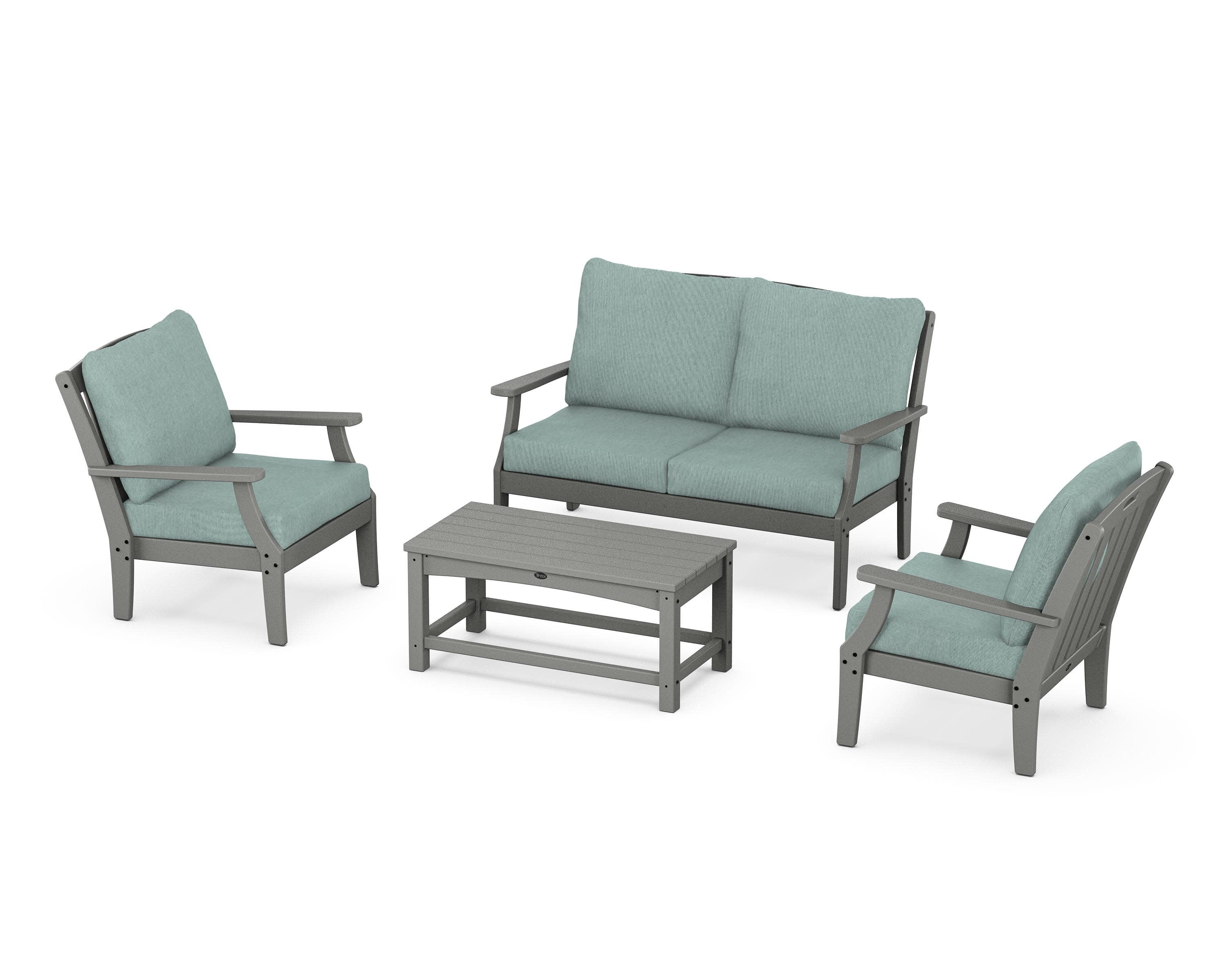 Yacht Club 4-Piece Deep Seating Chair Set in Stepping Stone / Glacier Spa