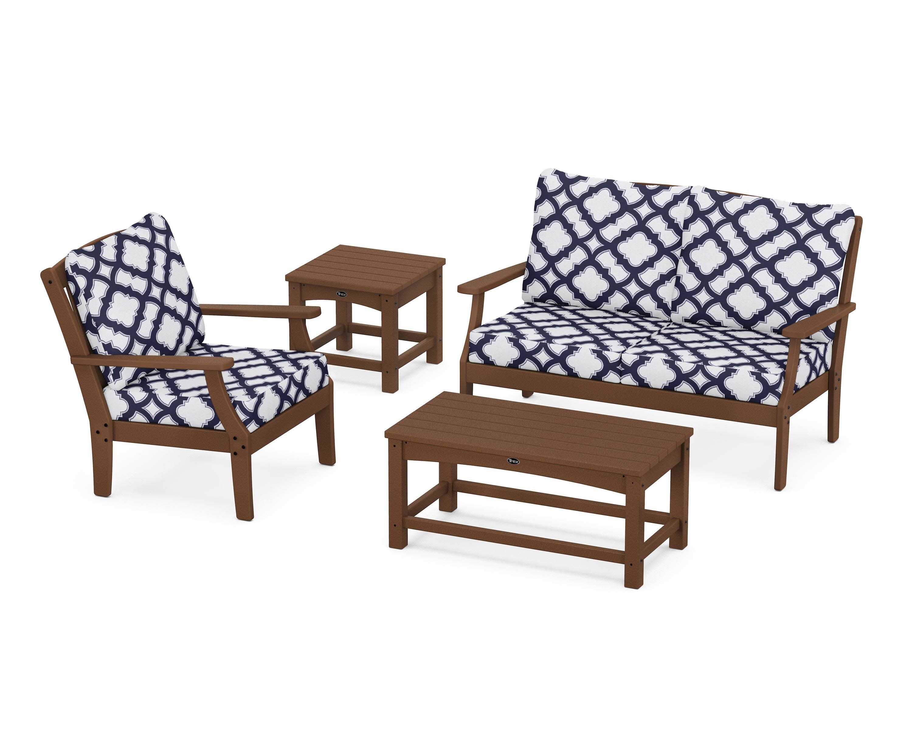 Yacht Club 4-Piece Deep Seating Set in Tree House / Trellis Navy