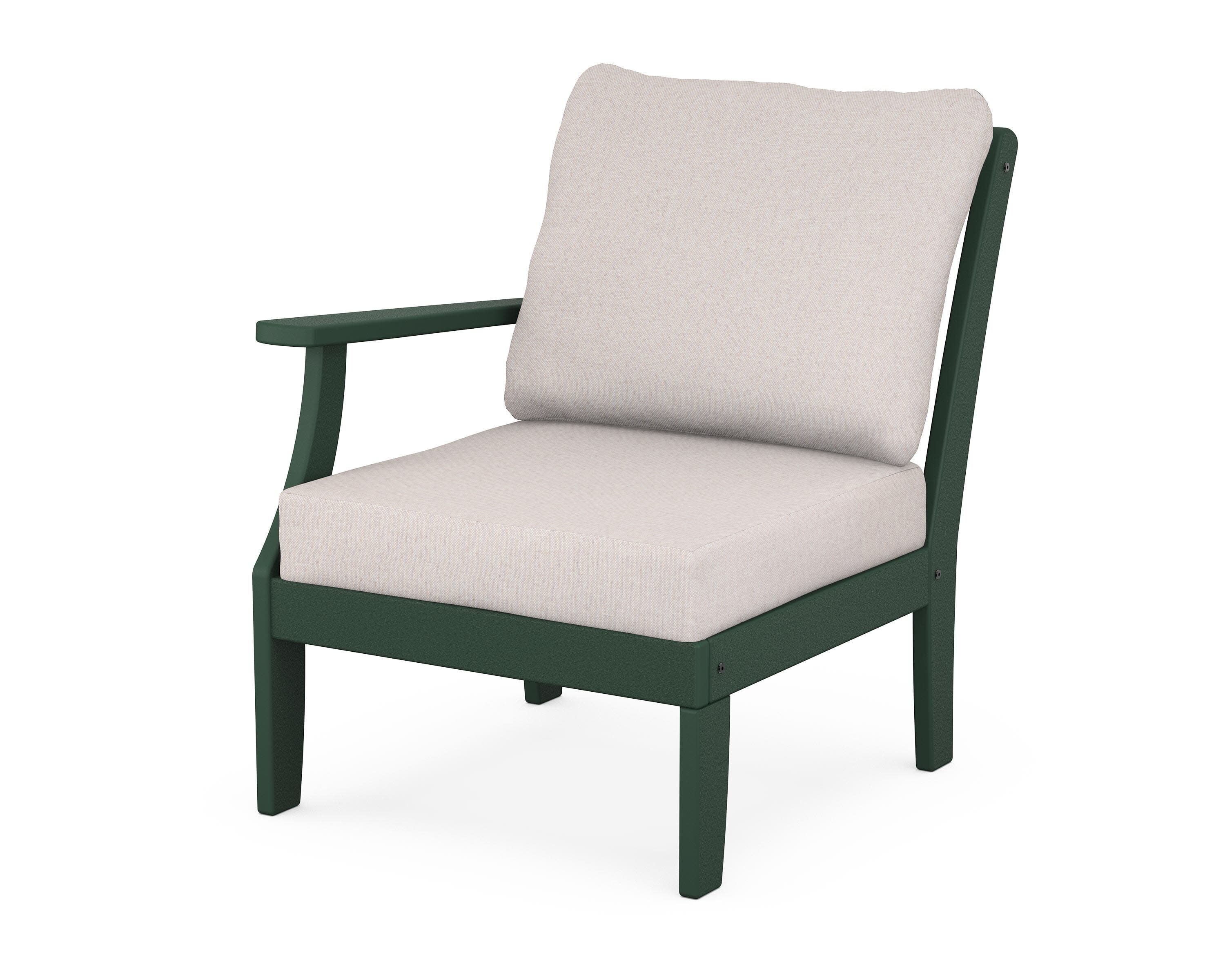 Yacht Club Modular Left Arm Chair in Rainforest Canopy / Dune Burlap