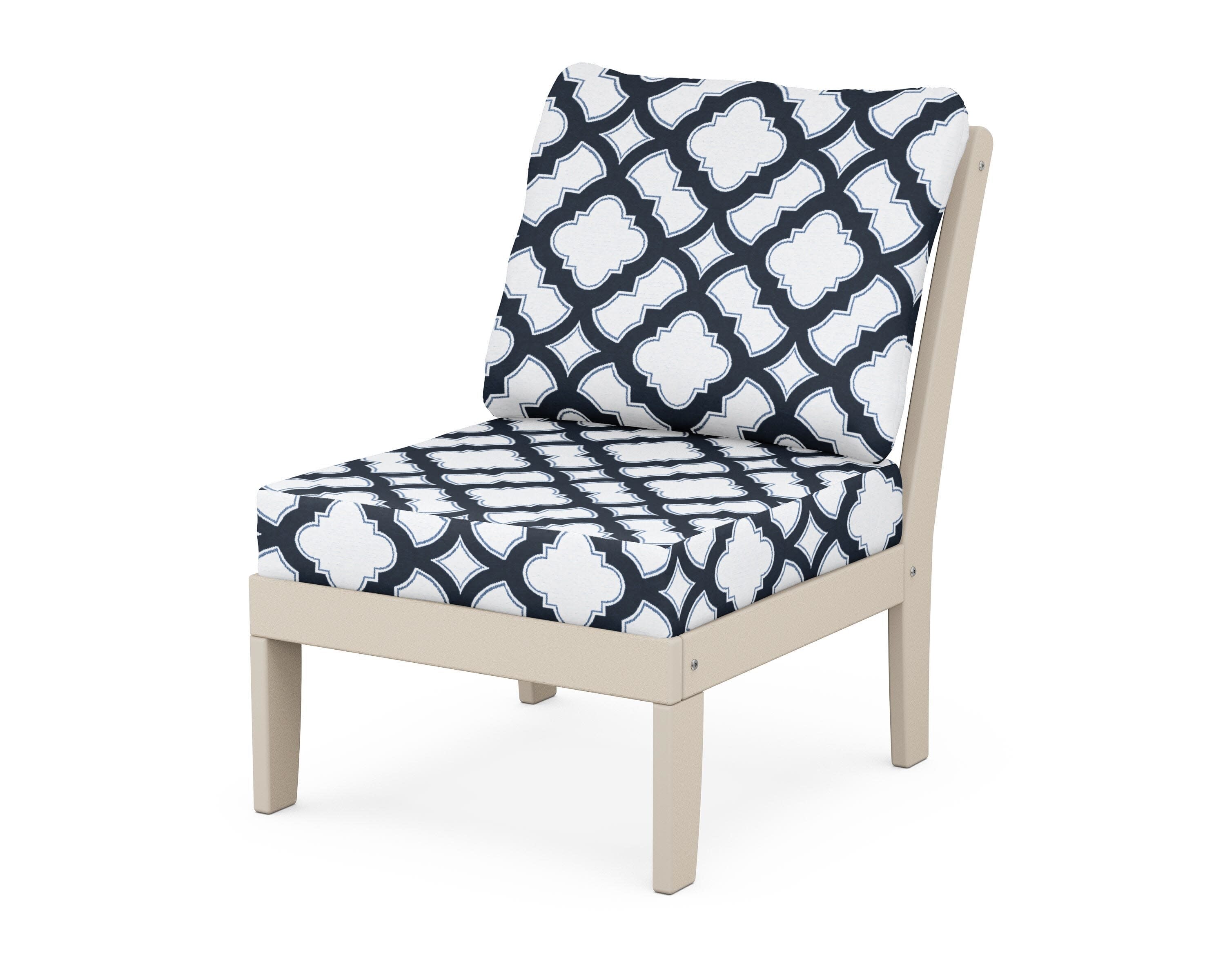 Yacht Club Modular Armless Chair in Sand Castle / Trellis Marine Indigo