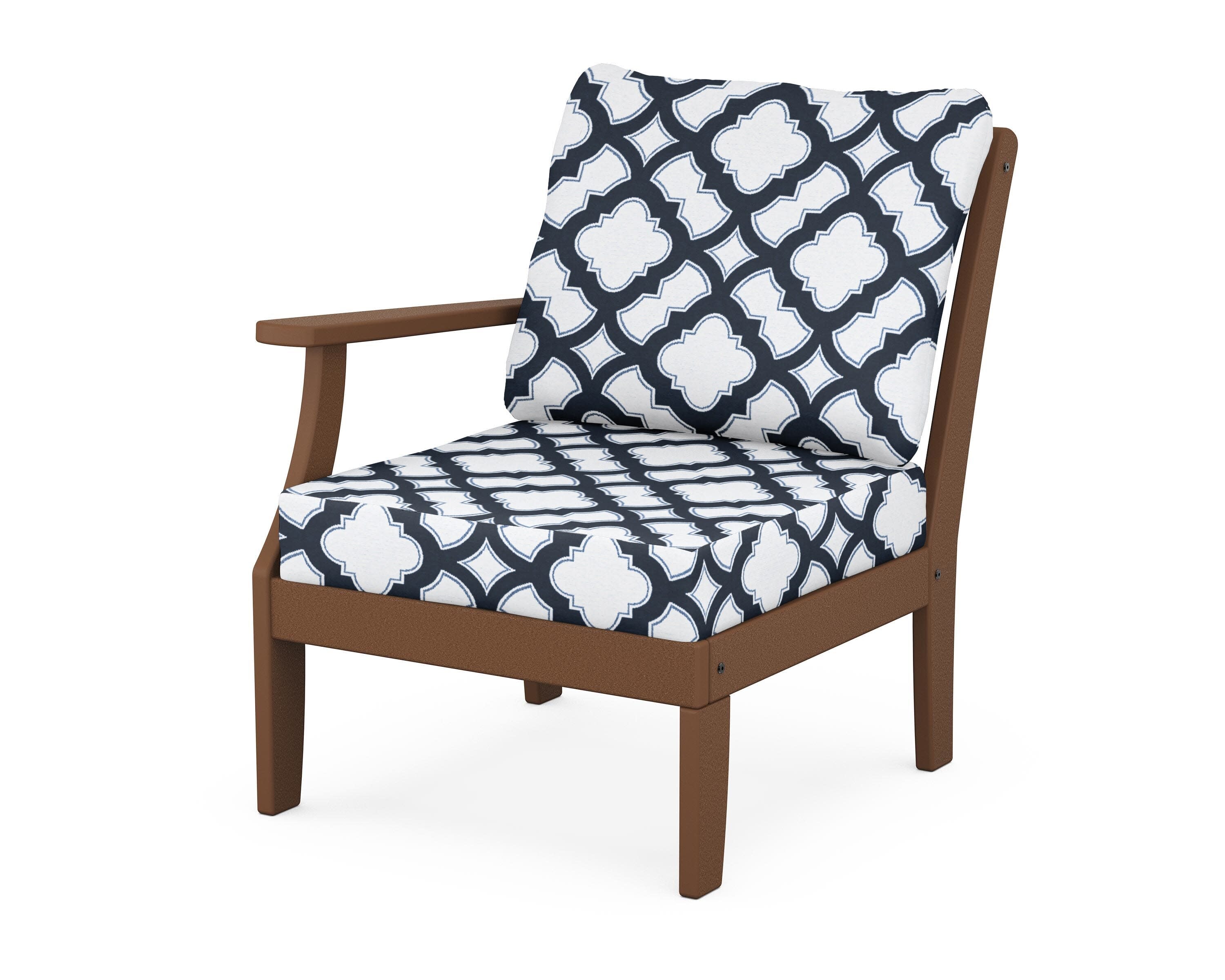 Yacht Club Modular Left Arm Chair in Tree House / Trellis Marine Indigo