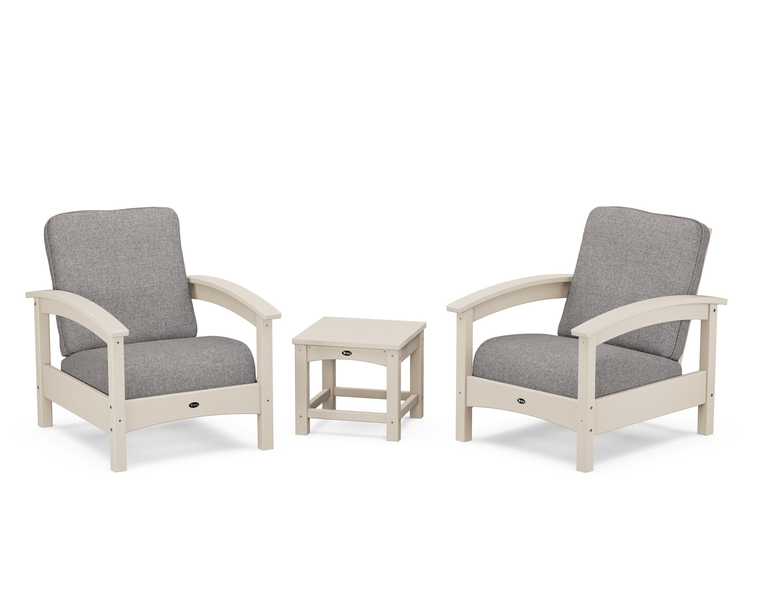 Rockport Club 3-Piece Deep Seating Conversation Set in Sand Castle / Grey Mist