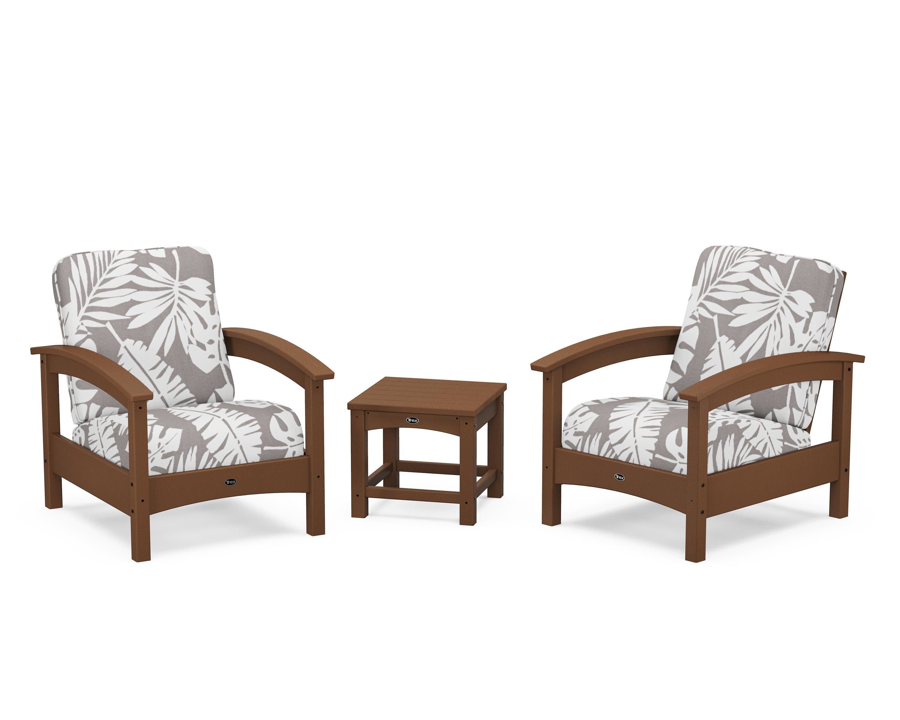 Rockport Club 3-Piece Deep Seating Conversation Set in Tree House / Leaf Grey Mist