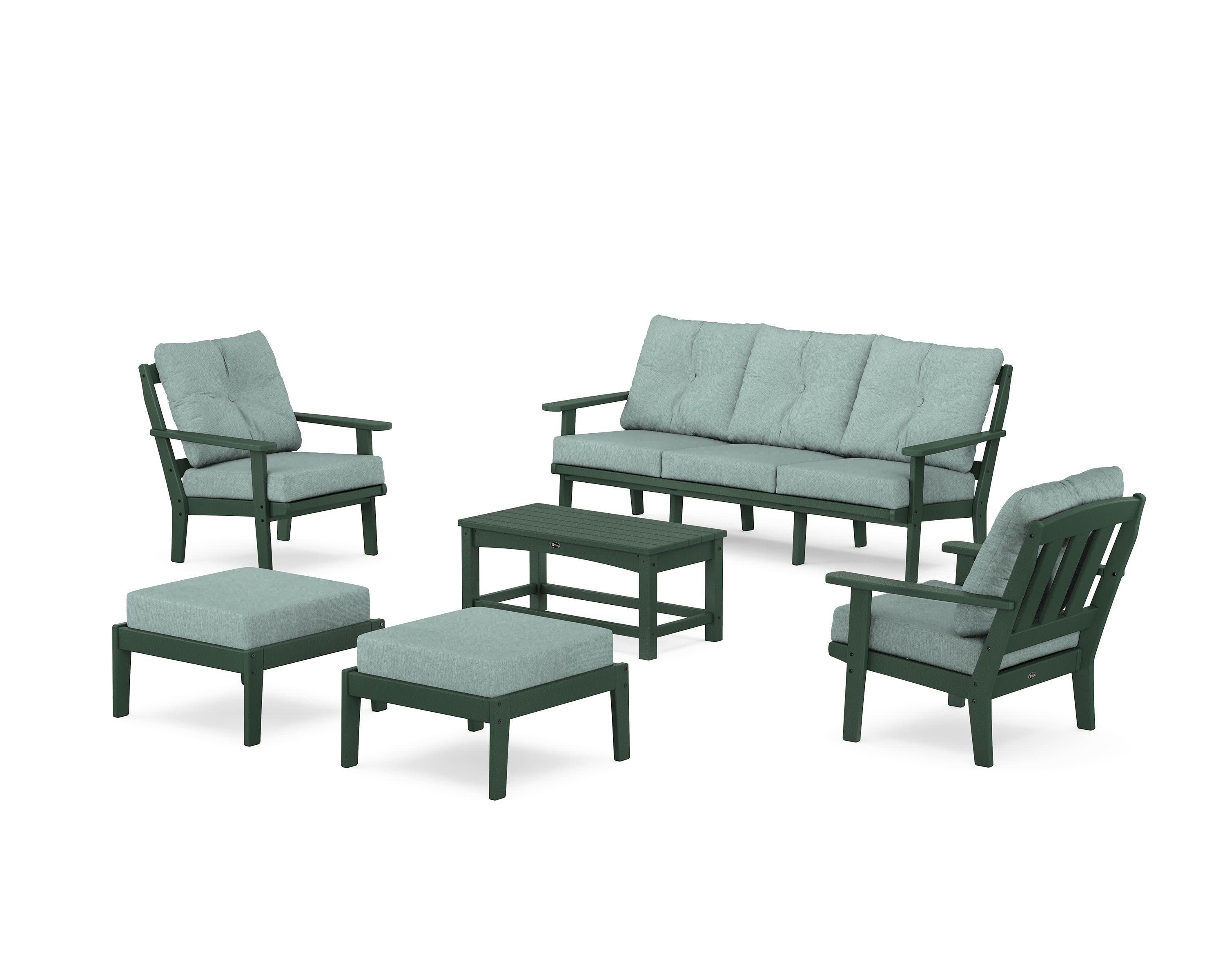 Cape Cod 6-Piece Lounge Sofa Set in Rainforest Canopy / Glacier Spa
