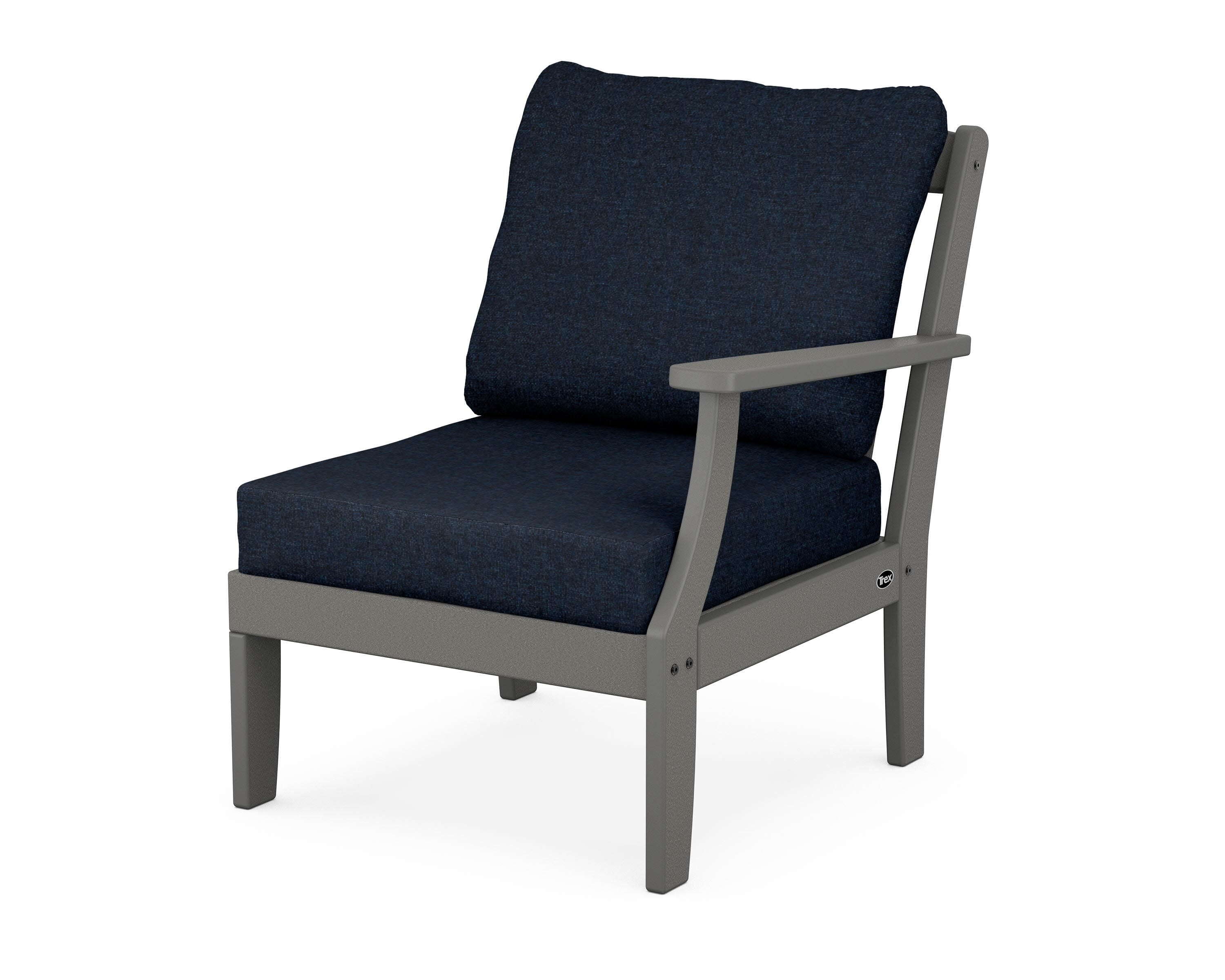 Yacht Club Modular Right Arm Chair in Stepping Stone / Marine Indigo