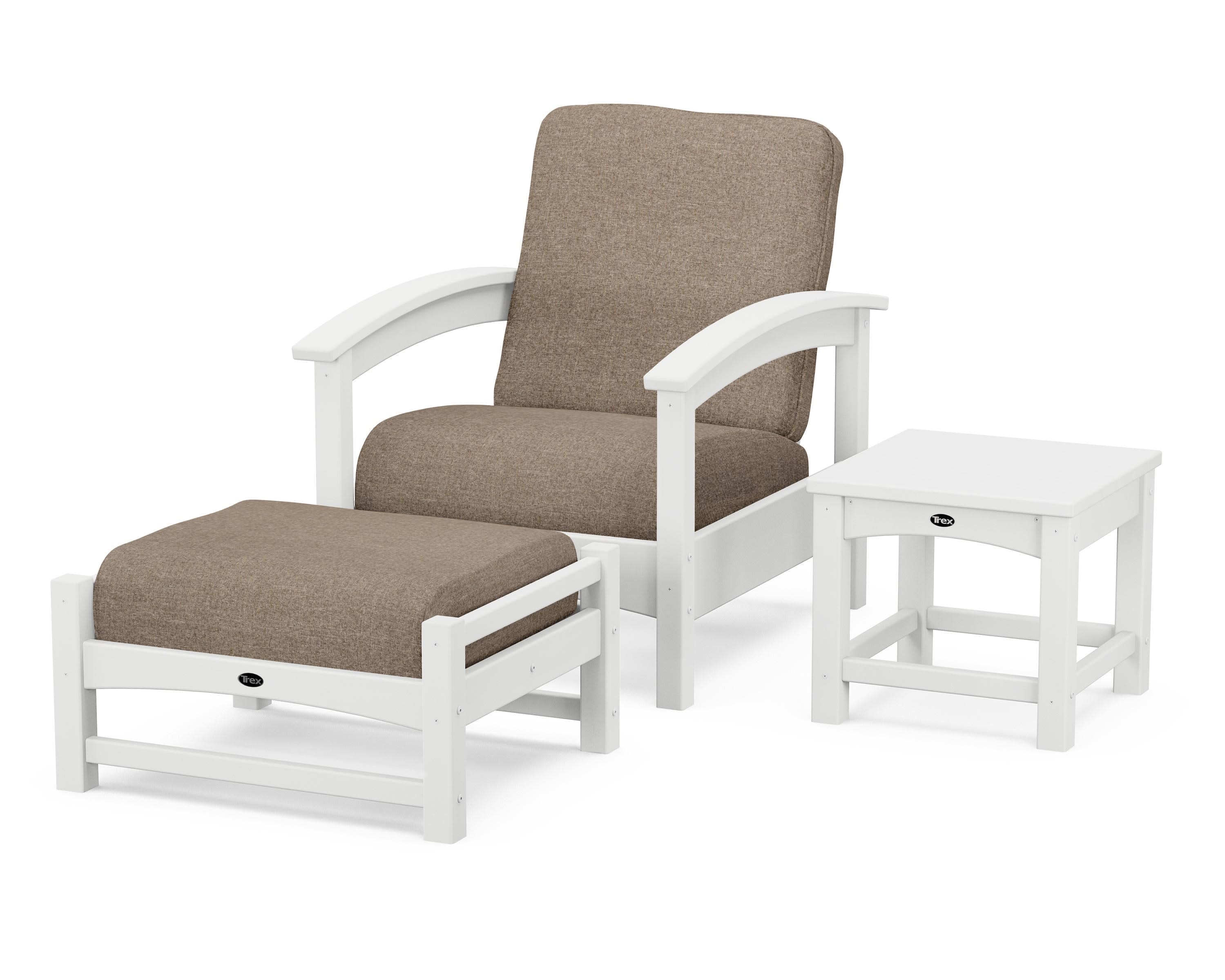 Rockport 3-Piece Deep Seating Set in Classic White / Spiced Burlap