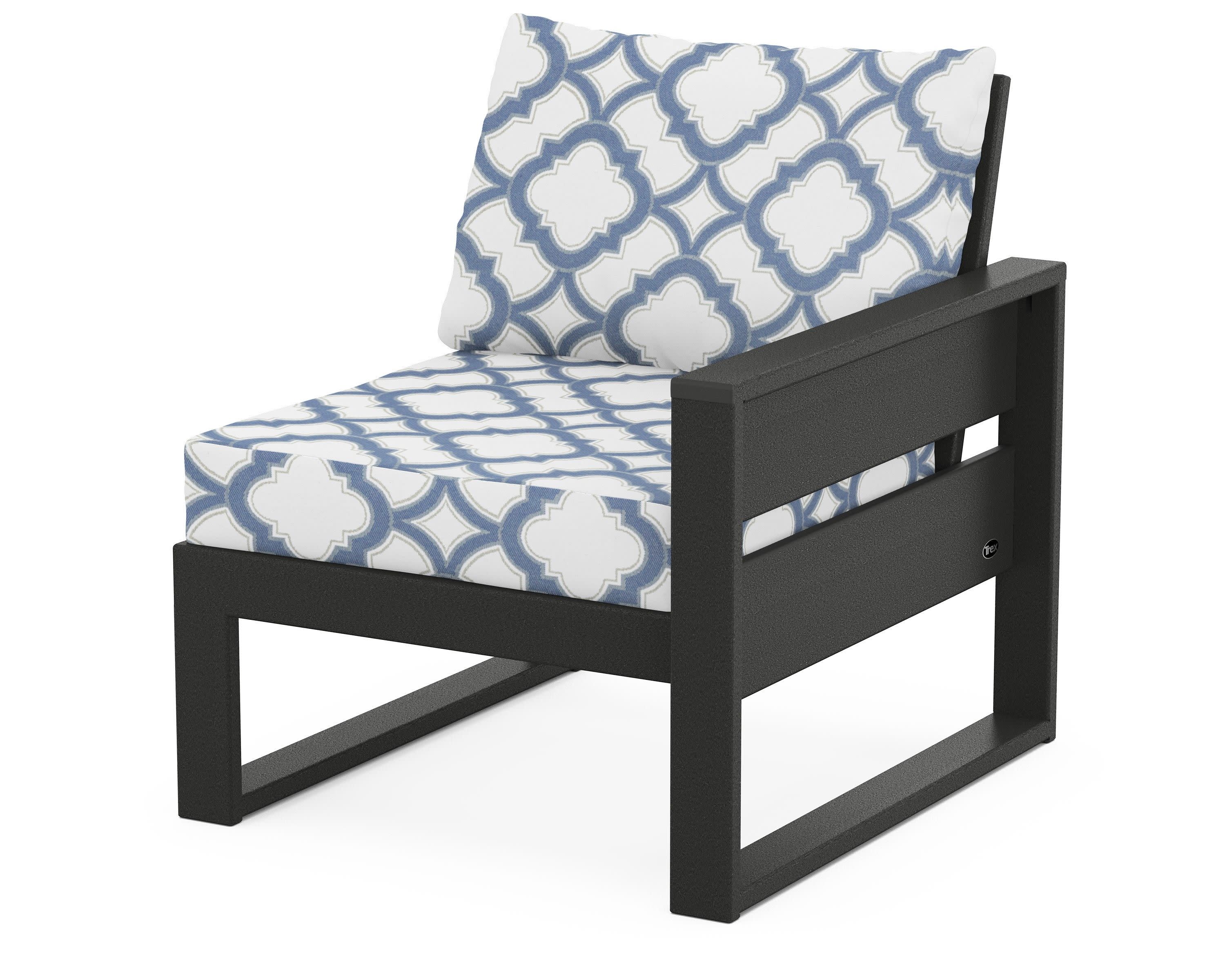 Eastport Modular Right Arm Chair in Charcoal Black / Trellis Sky Blue