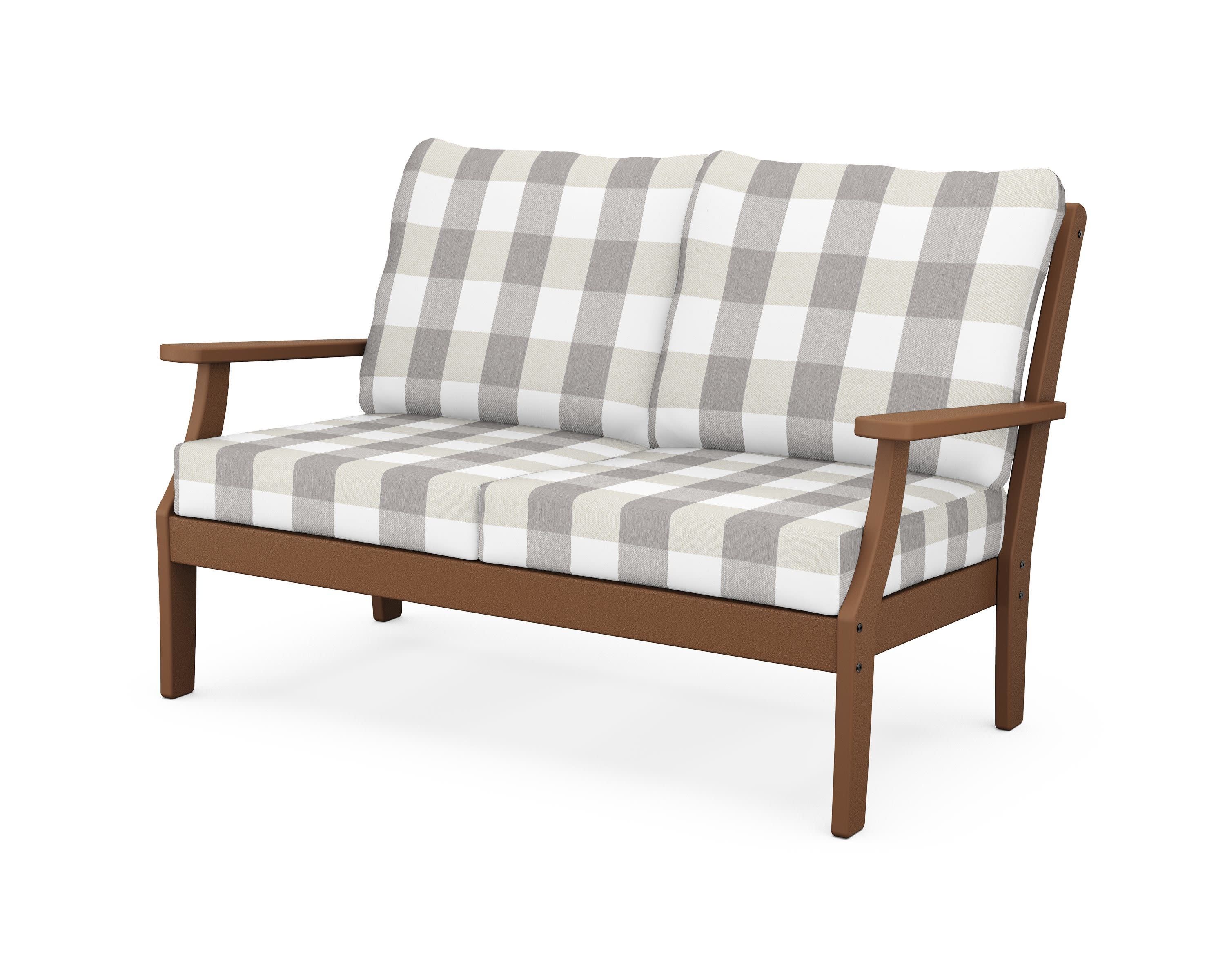 Yacht Club Deep Seating Loveseat in Tree House / Buffalo Plaid Grey Mist