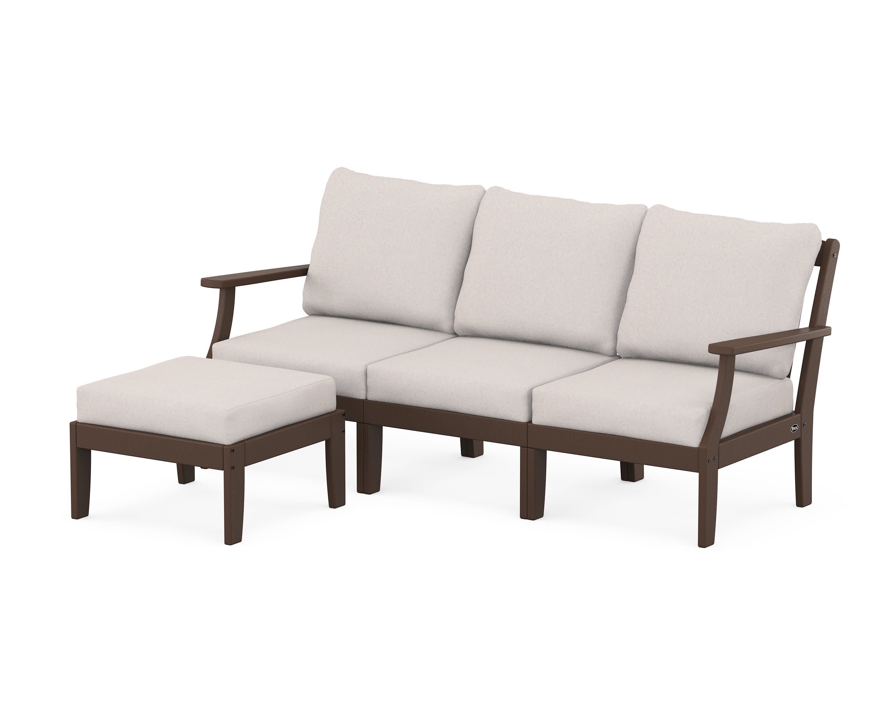 Yacht Club Modular 4-Piece Deep Seating Set with Ottoman in Vintage Lantern / Dune Burlap
