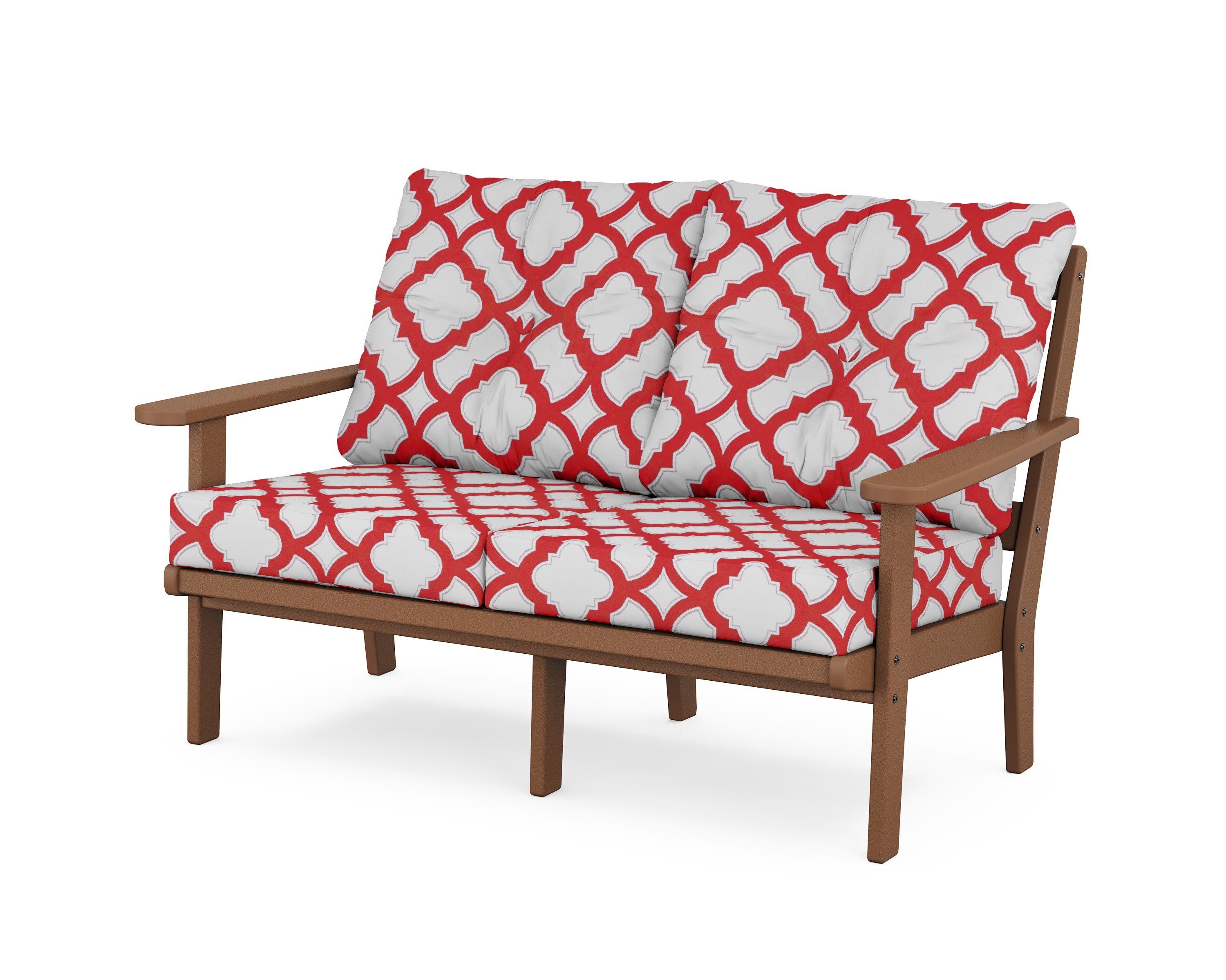 Cape Cod Deep Seating Loveseat in Tree House / Trellis Crimson