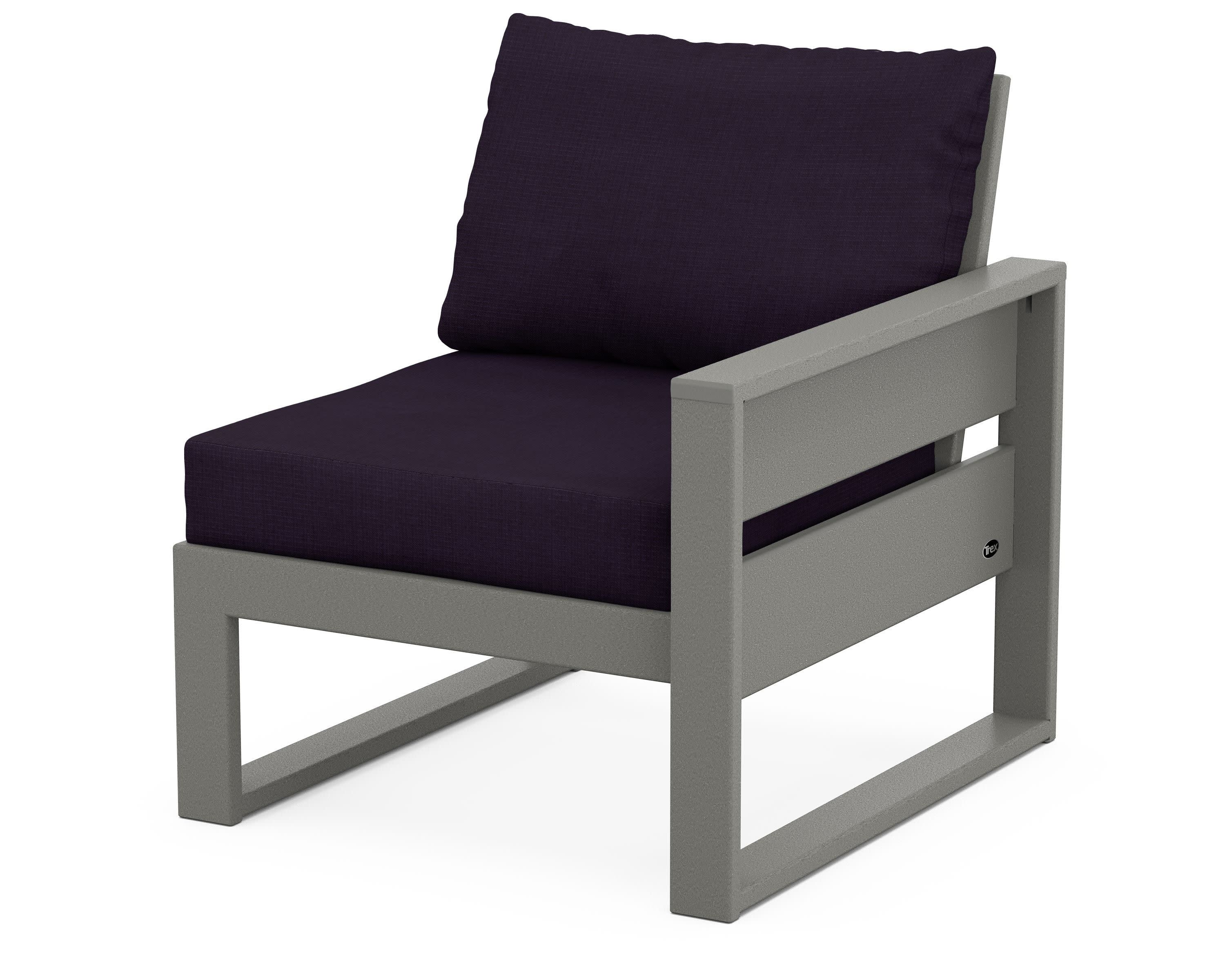 Eastport Modular Right Arm Chair in Stepping Stone / Navy Linen