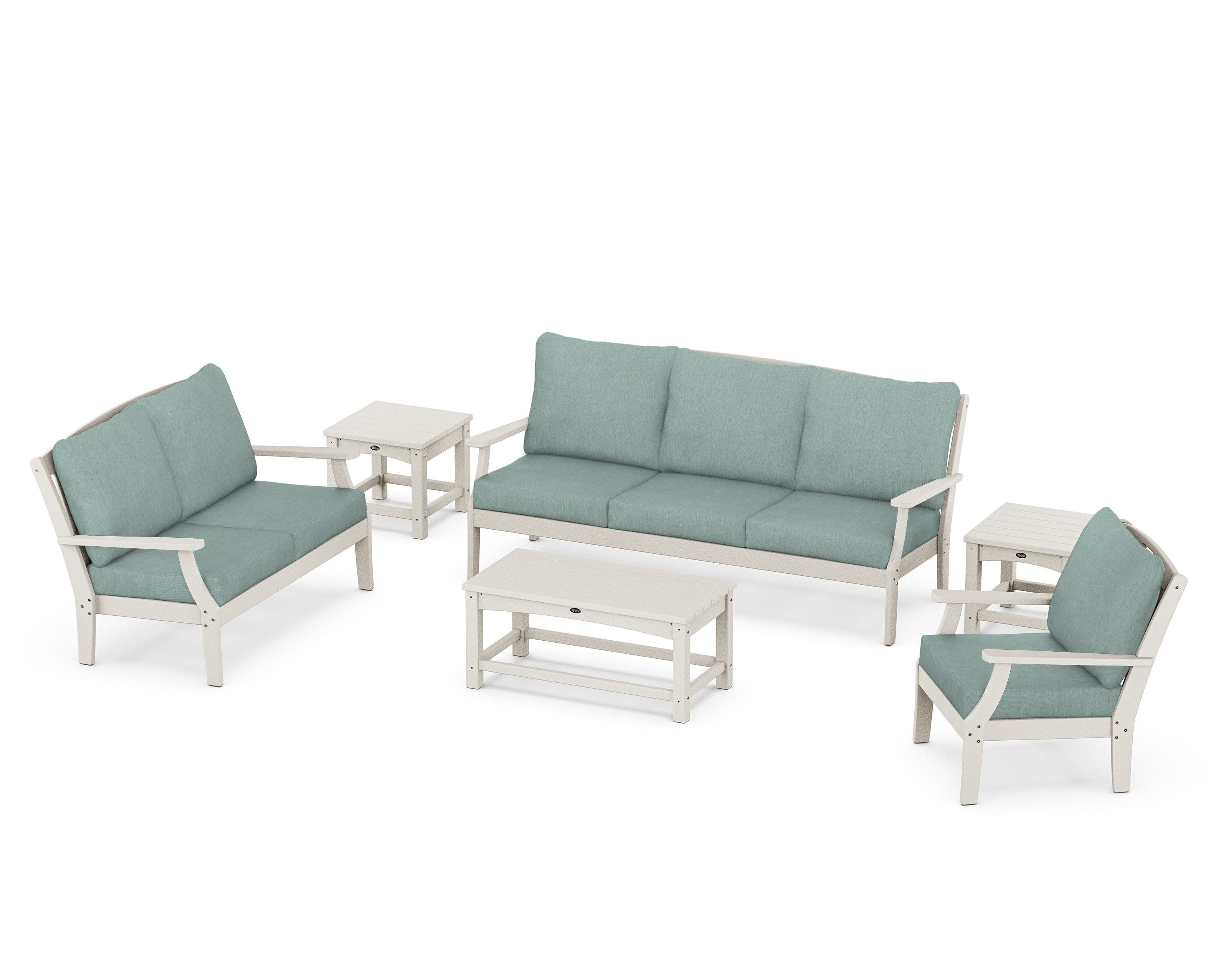 Yacht Club 6-Piece Deep Seating Set in Sand Castle / Glacier Spa