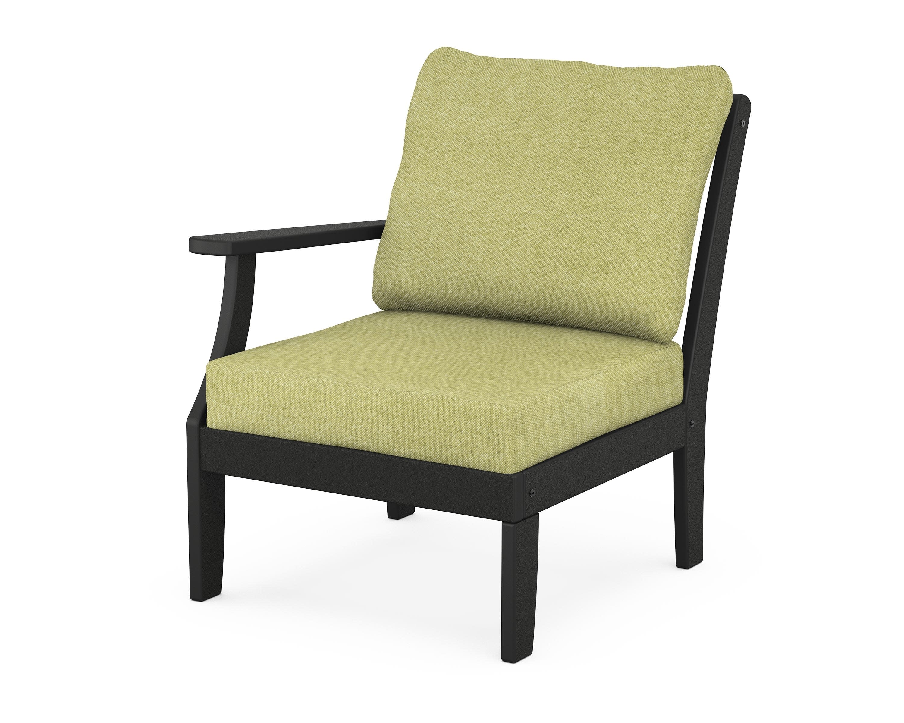 Yacht Club Modular Left Arm Chair in Charcoal Black / Chartreuse Boucle