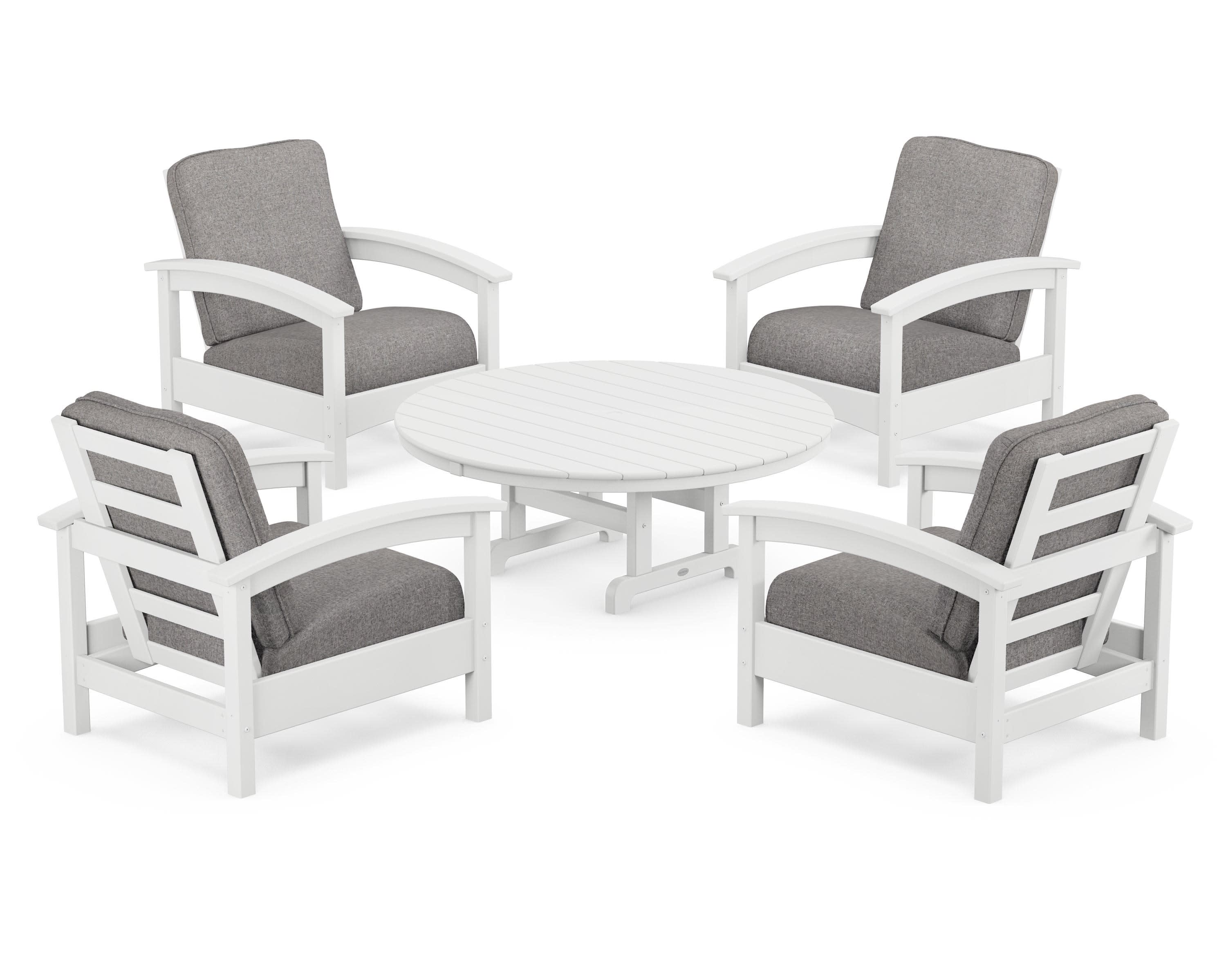 Rockport 5-Piece Deep Seating Set in Classic White / Grey Mist
